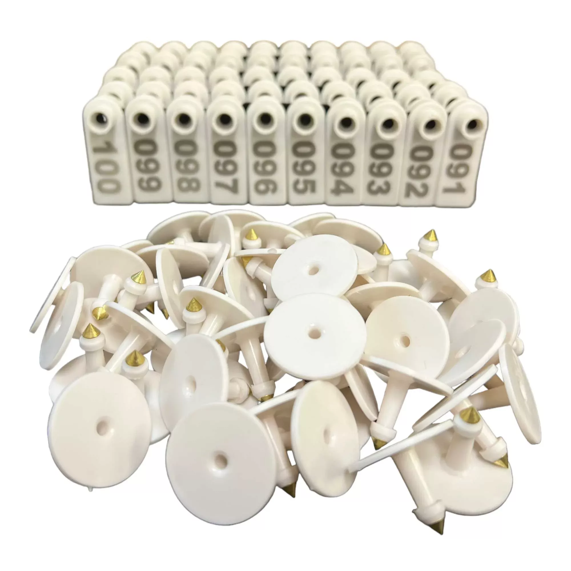 1-100 Cattle Number Ear Tag 5x2cm Set – Mini White Cow Sheep Pig Livestock Label