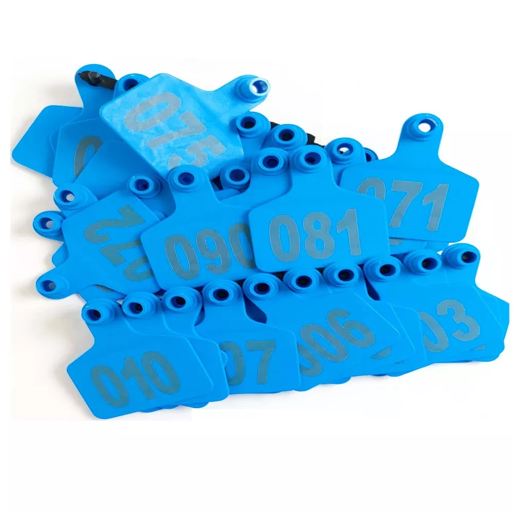 1-100 Cattle Number Ear Tags 6×7.5cm Set – Medium Blue Cow Sheep Livestock Label