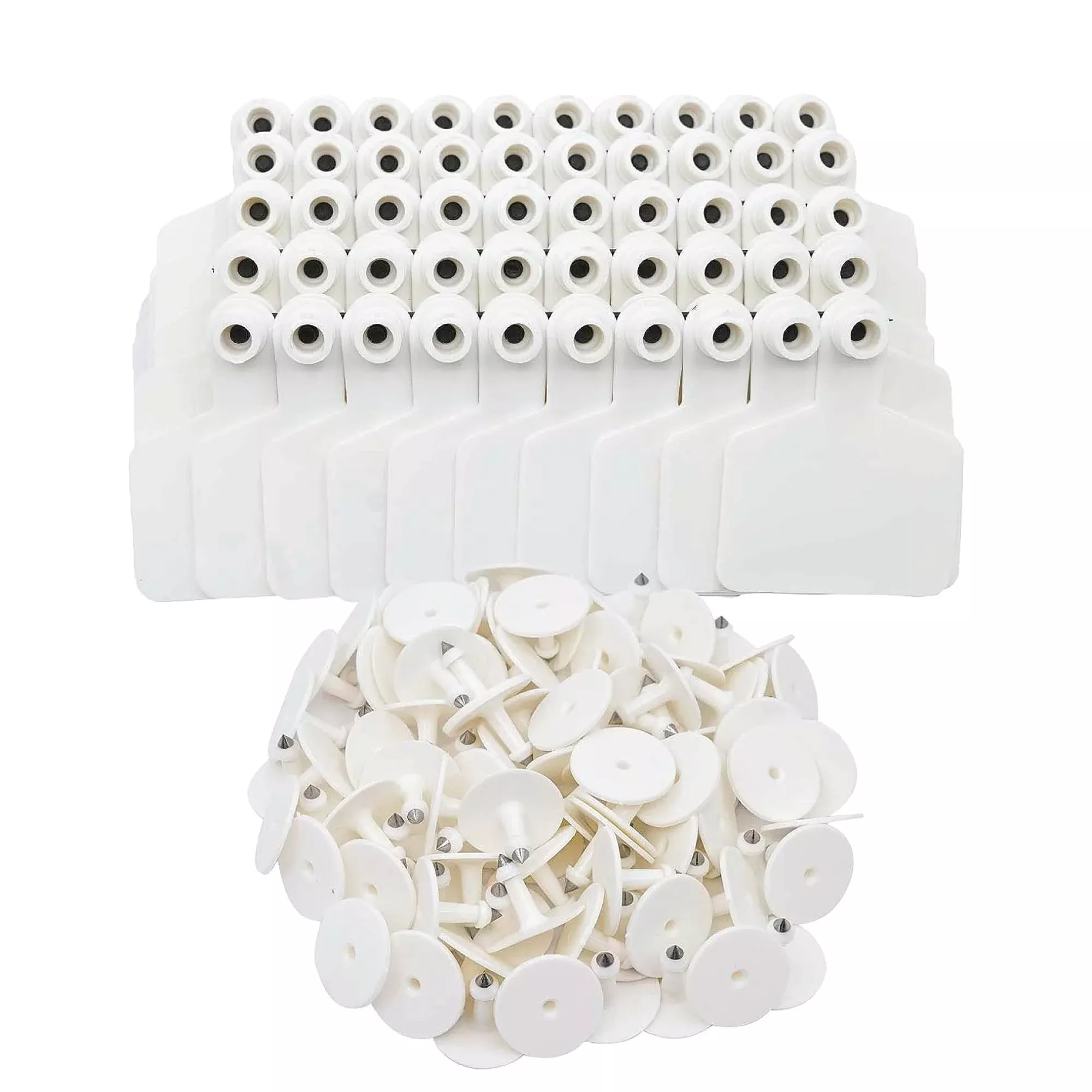 100x Cattle Ear Tags 6x7cm Set – Medium White Blank Cow Sheep Livestock Label