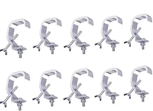 10pcs Stage Light Clamp Hook, Aluminum Alloy Clamp Safety Hang on Truss for Moving Head Light, Par Light (Max Load 66lbs) (66LBS