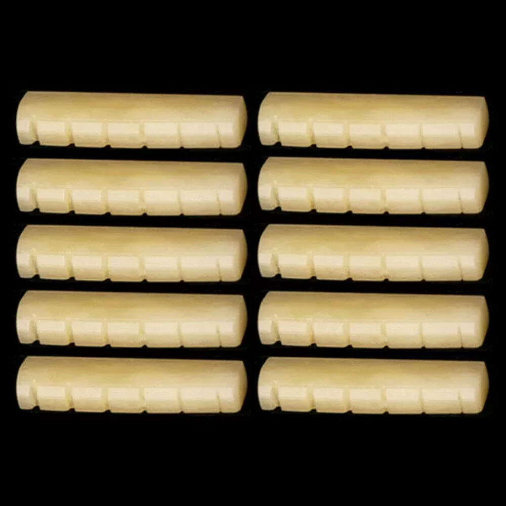 10pcs Unbleached Slotted Bone Nut Saddle Bridge 43x6x9mm Guitar Luthier DIY