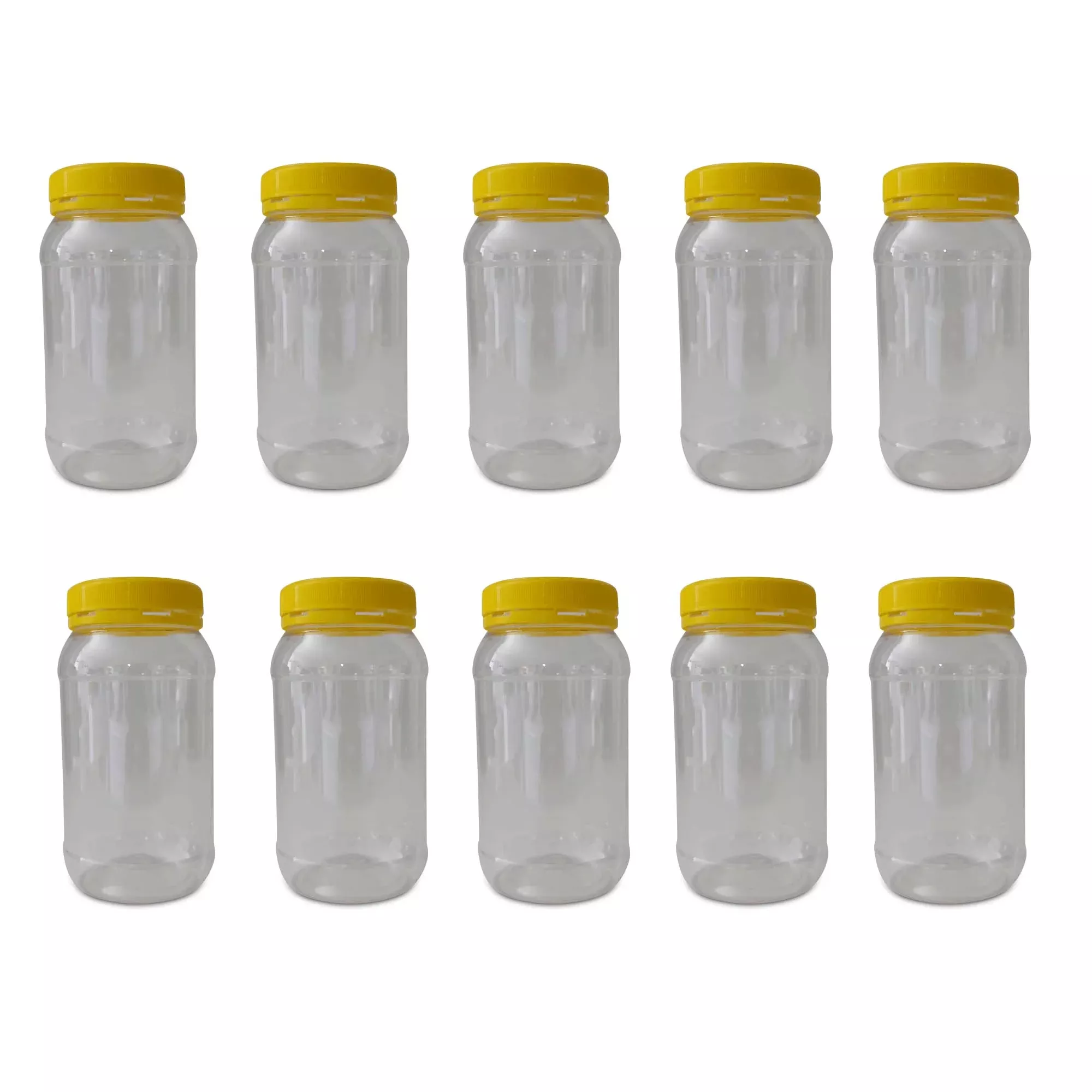 10x 1Kg Plastic Honey Jars + Lids – Round Clear Food Grade Packaging Containers