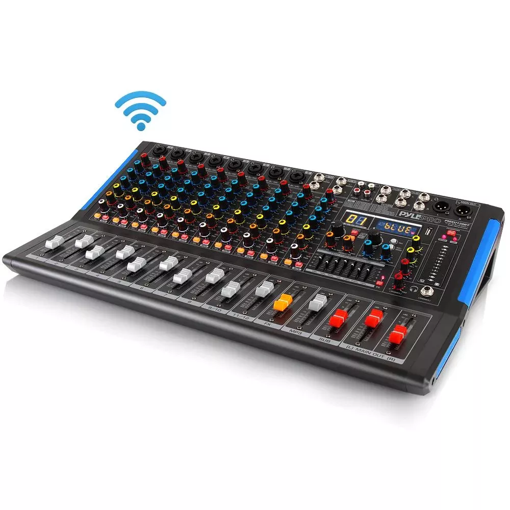 12-Channel Bluetooth Studio Mixer – USB Recording, 7-Band EQ, 48V Power