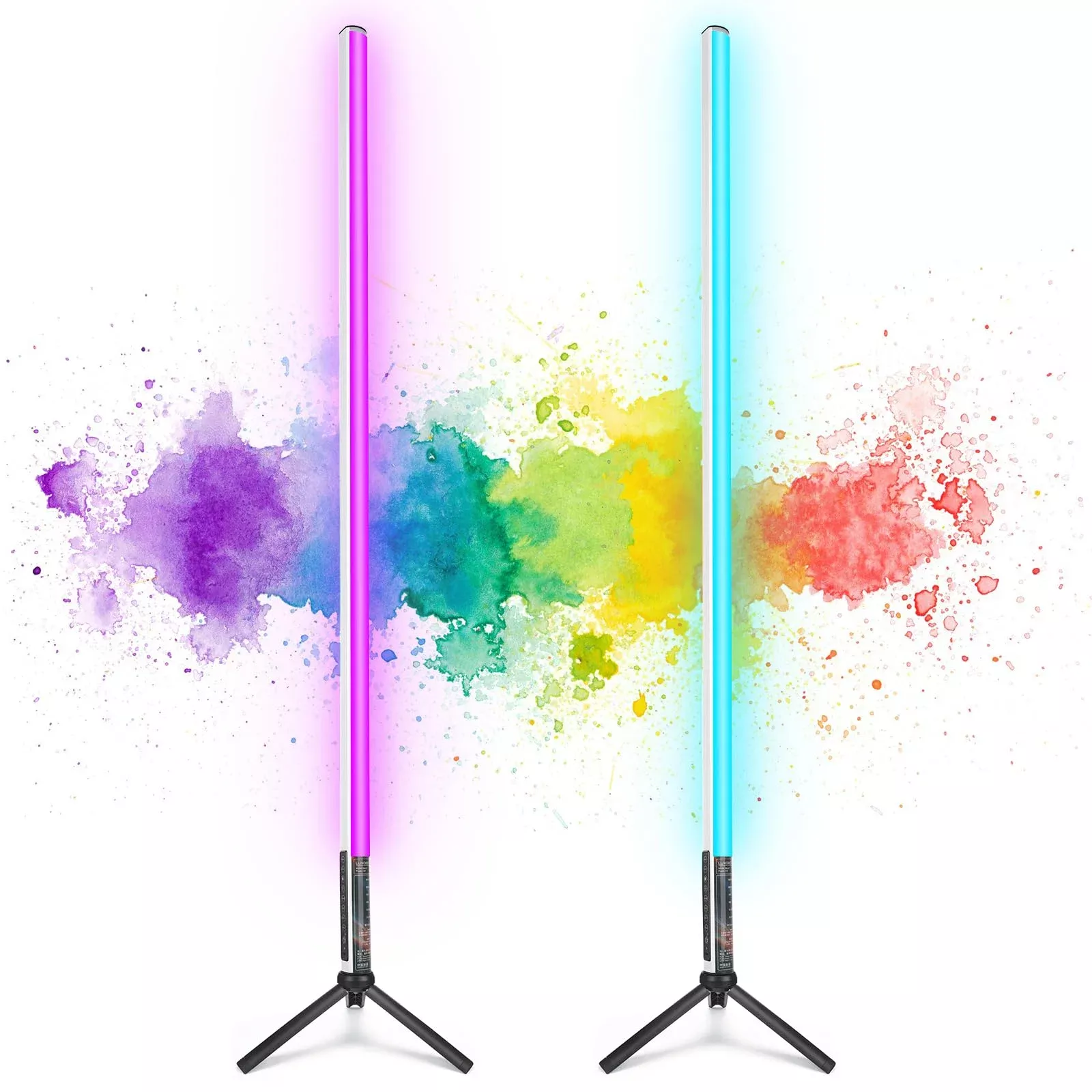 2 Pack 4ft Portable Battery Powered Tube Light 120cm Handheld LED Tube Lights with Tripods, 500 Vivid Effects, for DJ Lighting,