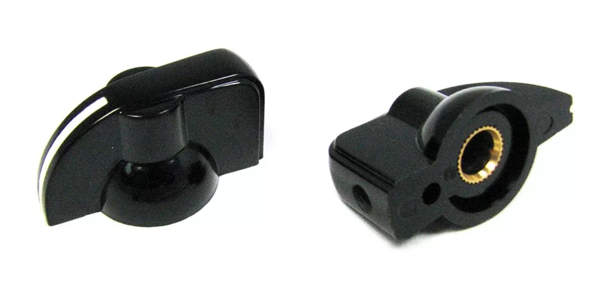 2-pack Potentiometer Knobs: Black ''Chickenhead'' with Set Screw