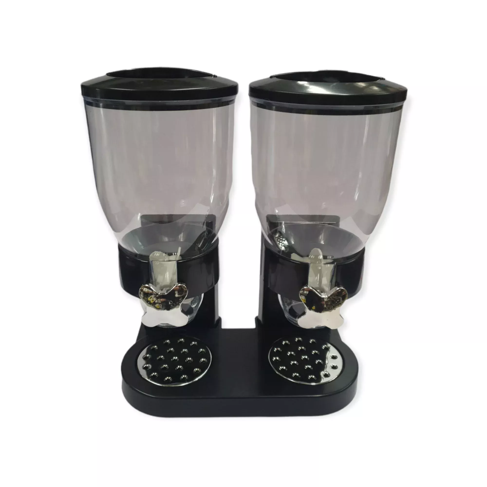 2 x 4L Double Cereal Dispenser Black – Round Rice Grains Countertop Storage