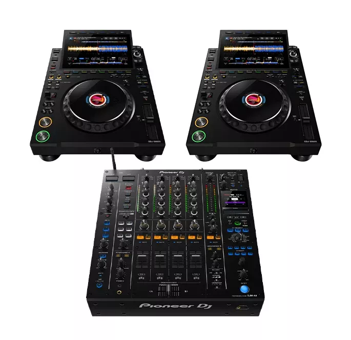 2 x AlphaTheta CDJ-3000X flagship DJ player + 1 x Pioneer DJ DJM-A9 4-Channel Digital Pro-DJ Mixer