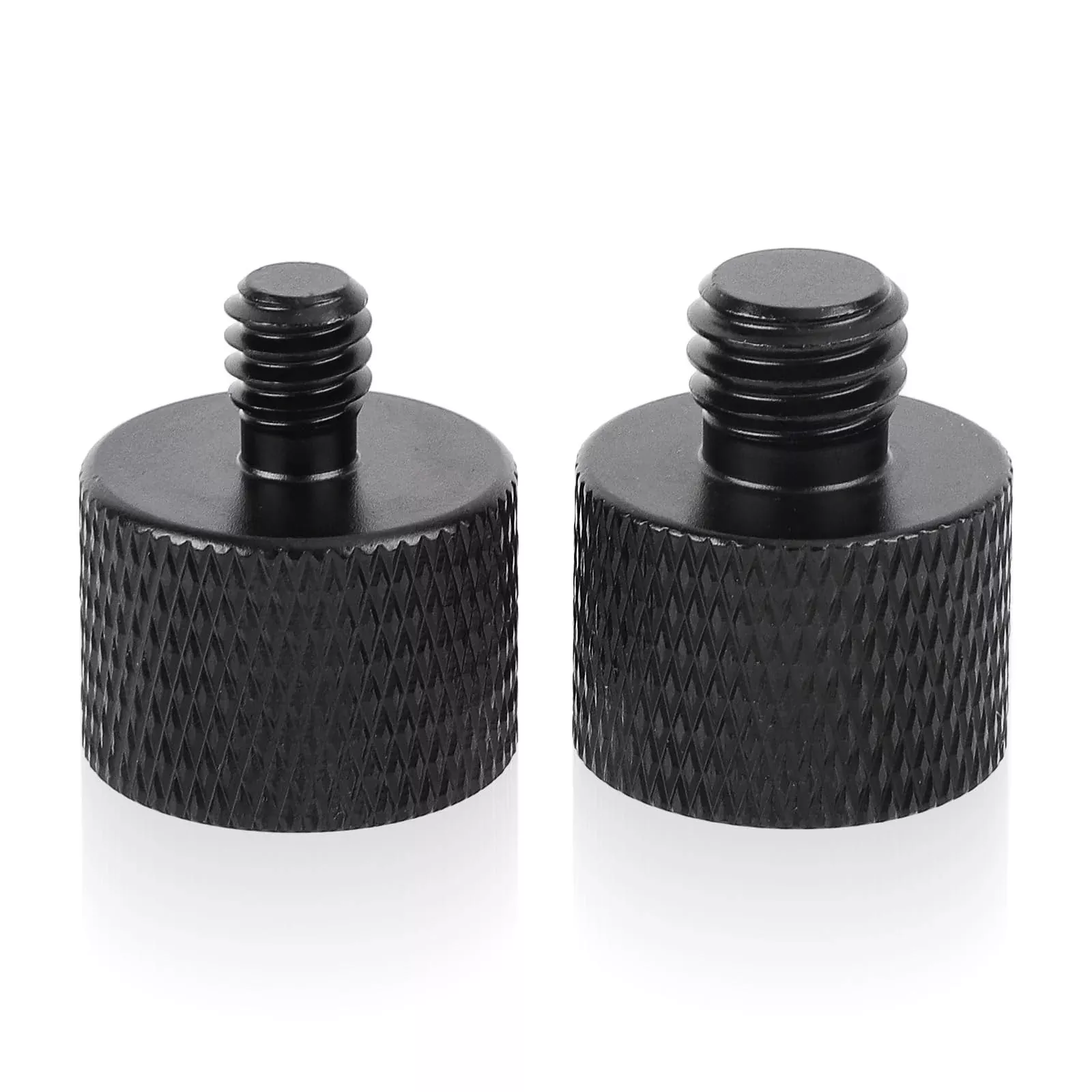 2pcs Mic Stand Adapter, Black Aluminium Alloy Camera Stand Adapter 5/8 to 1/4 Adapter and 5/8 to 3/8 Adapter Mic Screw Adapter M