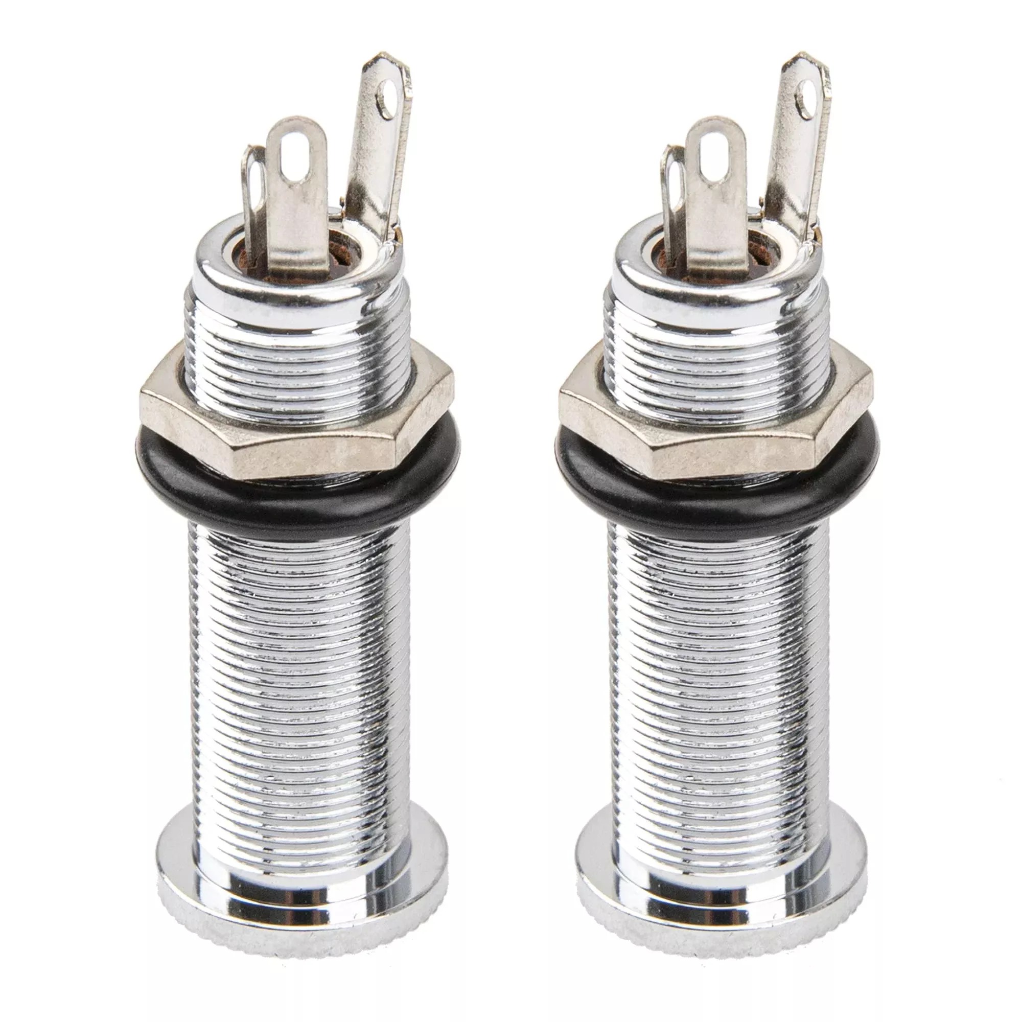 2Pcs Yootones Threaded Cylinder Output Jack Flush Mount Stereo Mono Jack Plug Sockets Compatible with Guitar EQ Pickup (Silver)
