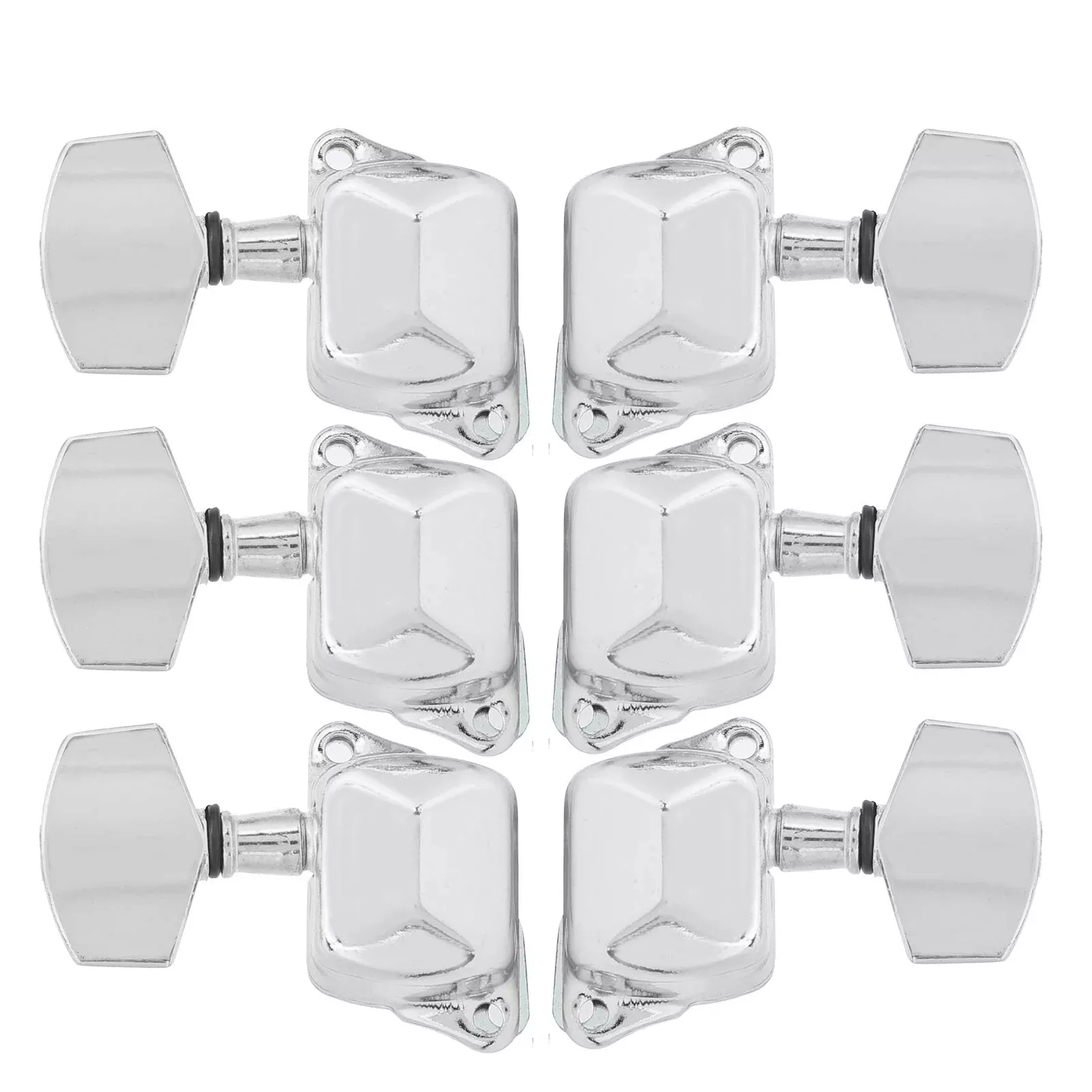 3 Left 3 Right Acoustic Guitar SemiClosed String Tuning Pegs Tuning Keys Machine Heads for Acoustic Guitar(Silver)