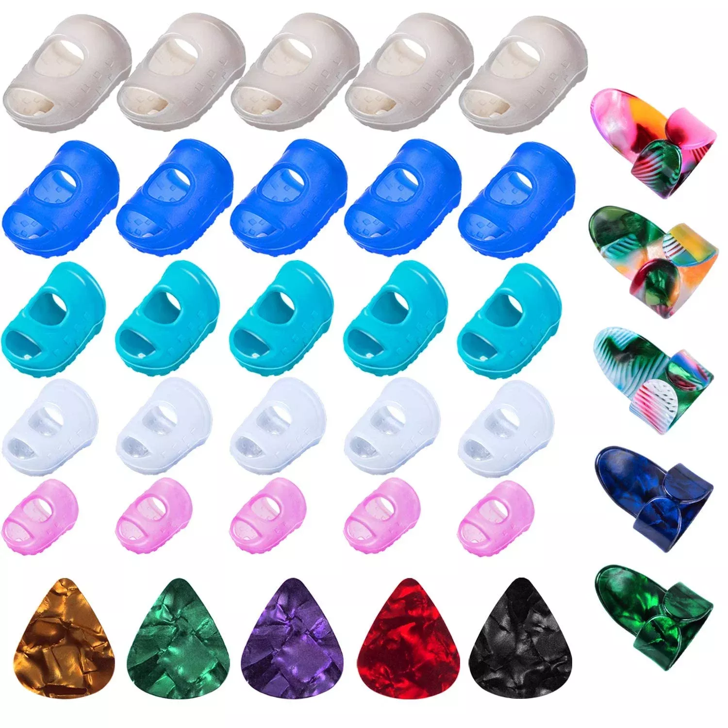 35Pcs Silicone Guitar Finger Protector, Guards Fingertip Protectors Fingertip Protection Covers Caps for Stringed Instruments, S