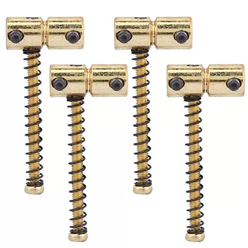 4Pcs Compensated Saddles Set,Guitar Bass Bridge String Saddles Spring Screws for Electric Bass Guitar(Gold)