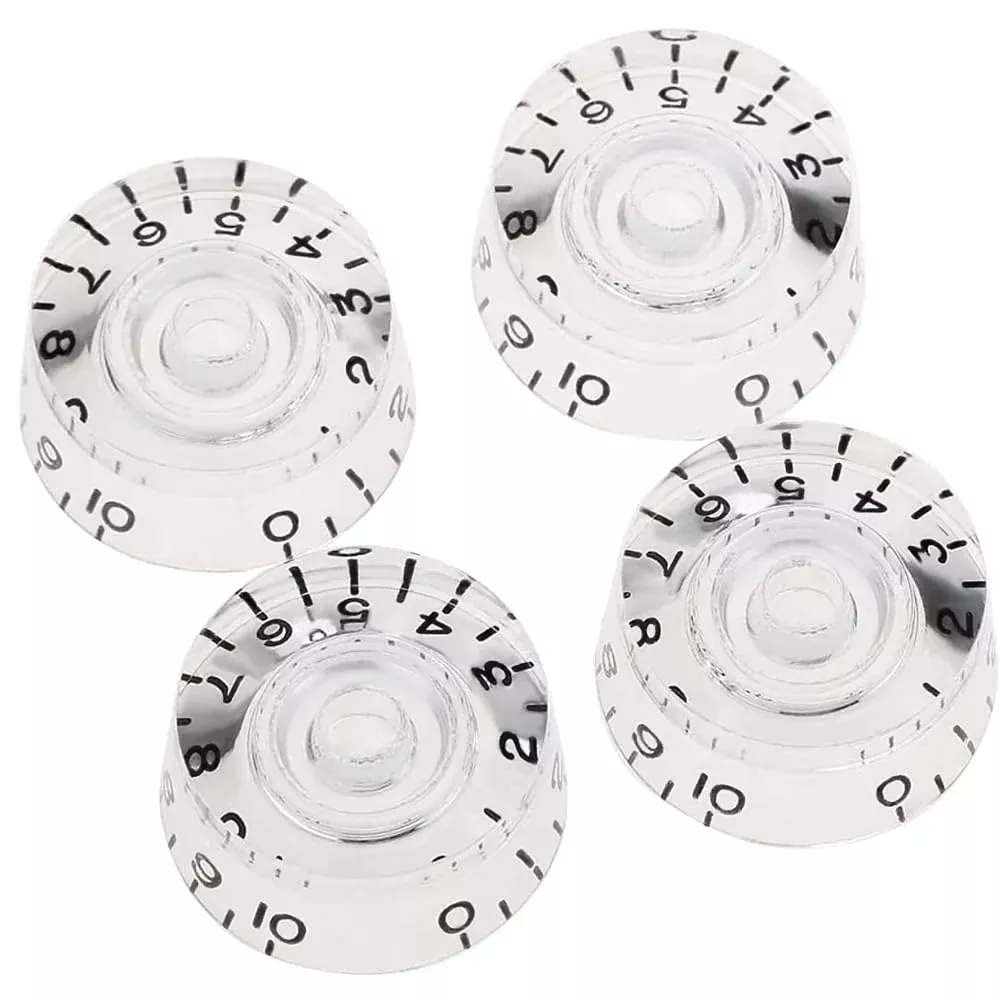 4pcs Speed Control Knob for Electric Guitar Volume Tone Push on 6mm/0.24'' Rotary Shaft (Transparent)