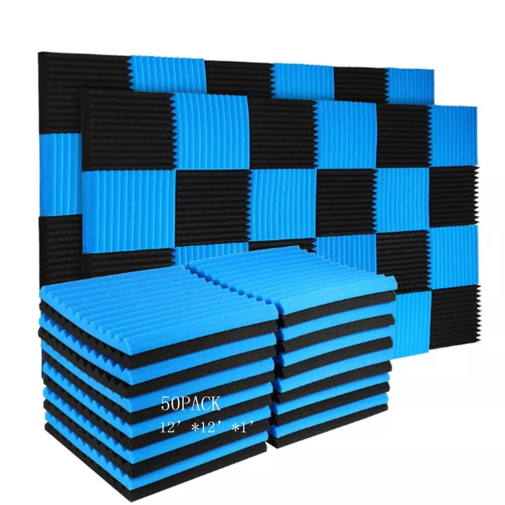 50 Pack Acoustic Panels Soundproof Studio Foam for Walls Sound Absorbing Panels Sound Insulation Panels Wedge for Home Studio Ce