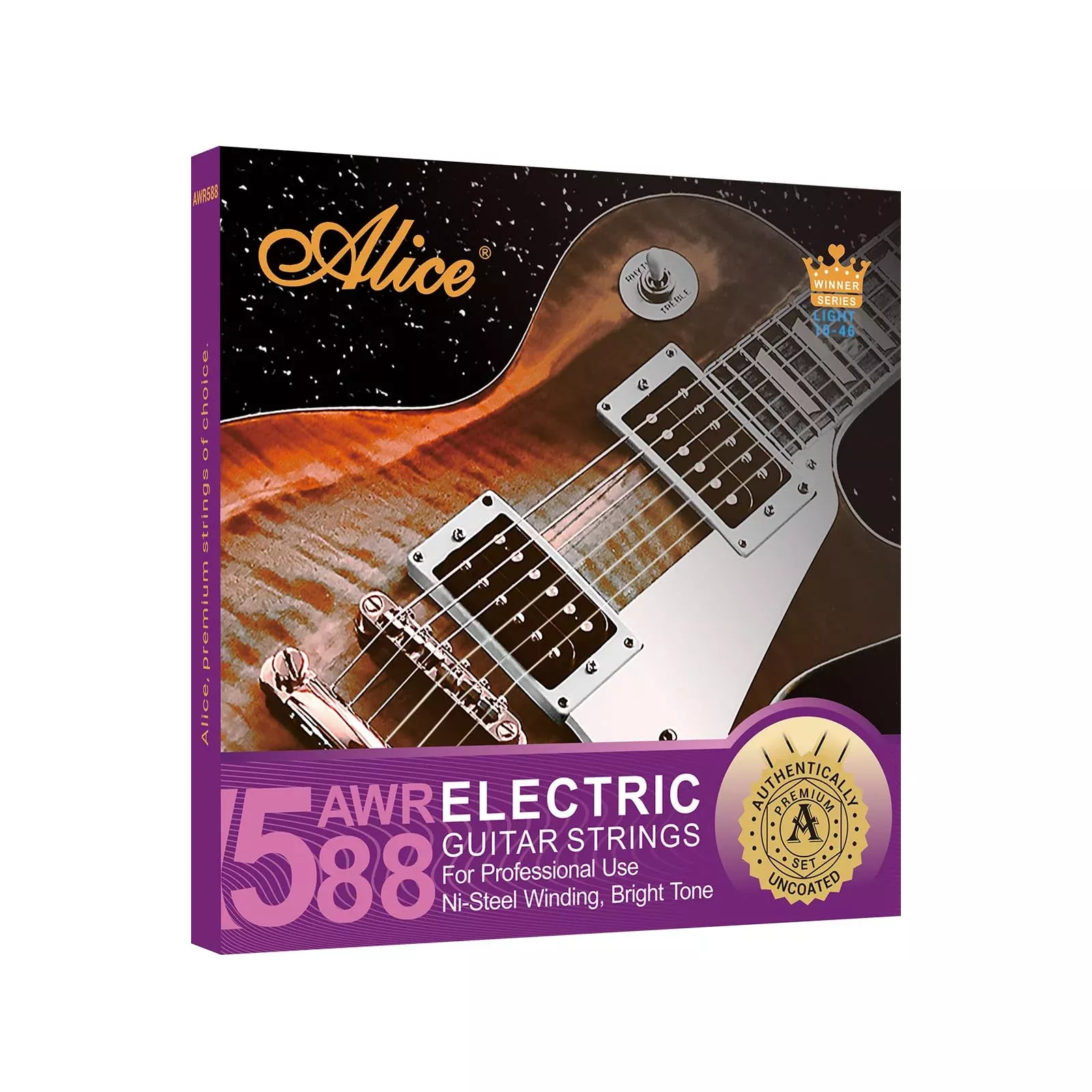 Alice Electric Guitar Strings, Alloy Steel and Nickel Steel Winding Guitar Strings with Ball-End, Comfortable Feel and Bright To