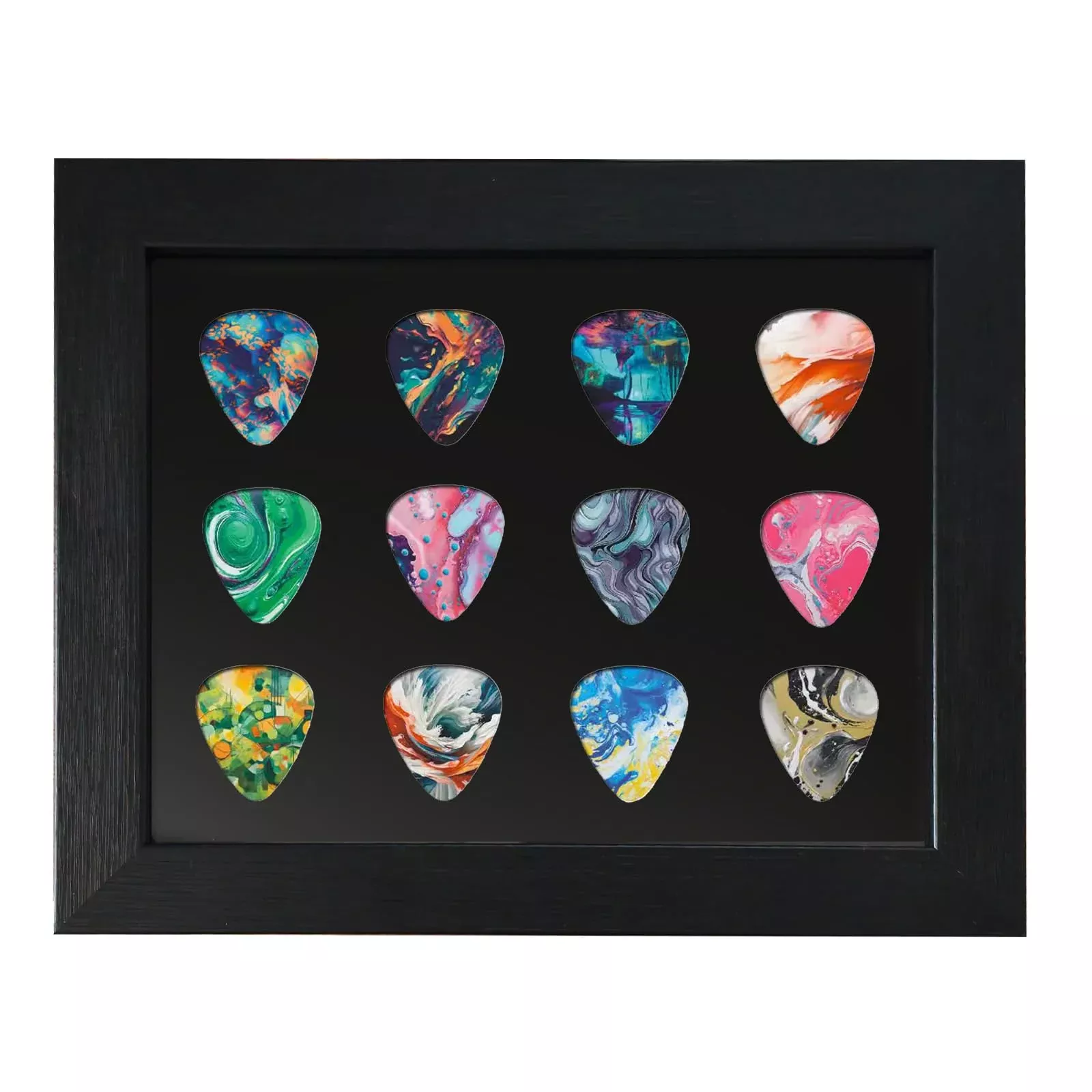 Allenkwok Guitar Pick Display Frame, 8.3'' x 6.7'', Frame for 12 Guitar Picks (0.5-3.0mm), Desktop and Wall Mountable, Perfect f