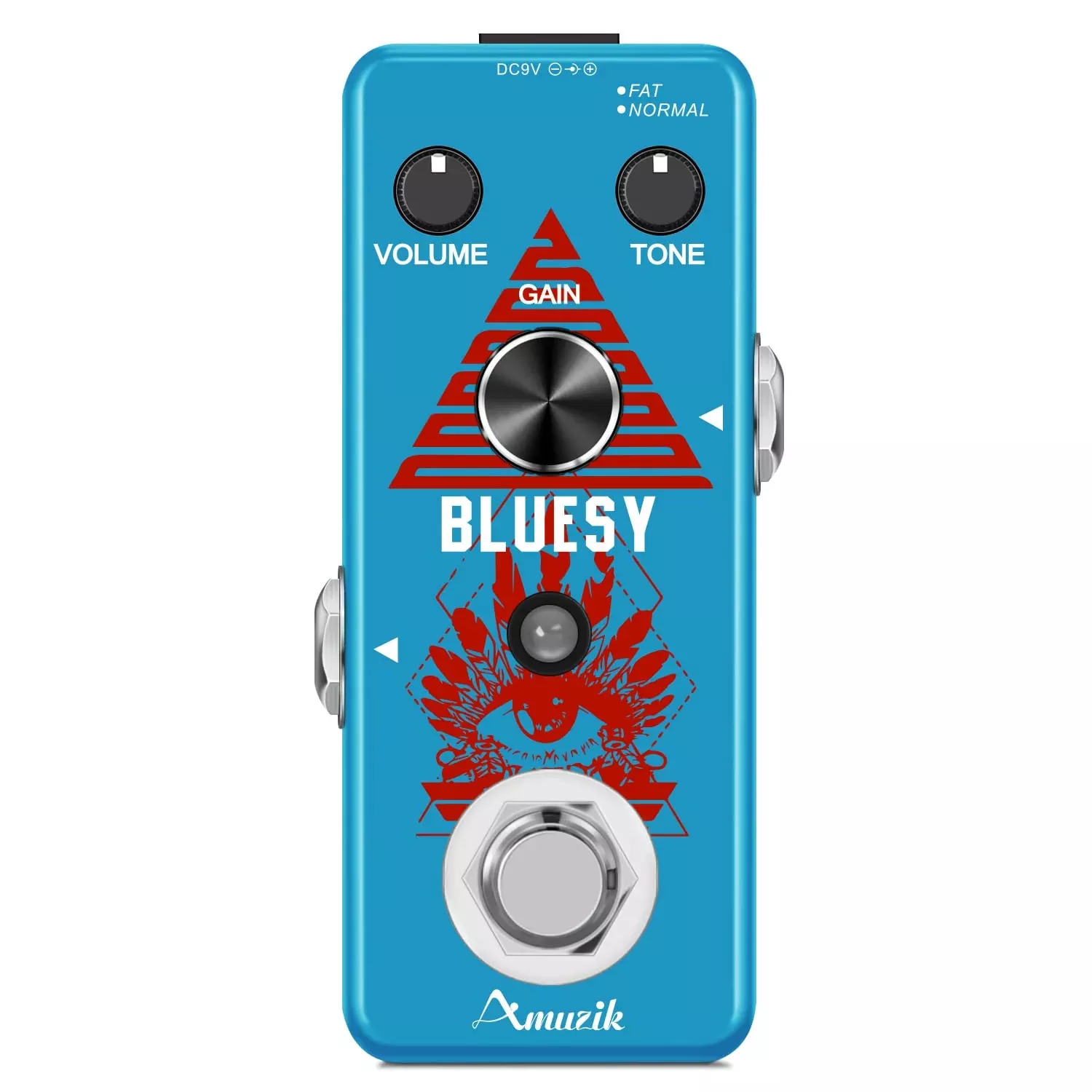 Amuzik Blues King Overdrive Guitar Pedals Analog Vintage Bluesy Distortion Effect Pedal Wide Range Frequency Response 2 Modes Tu