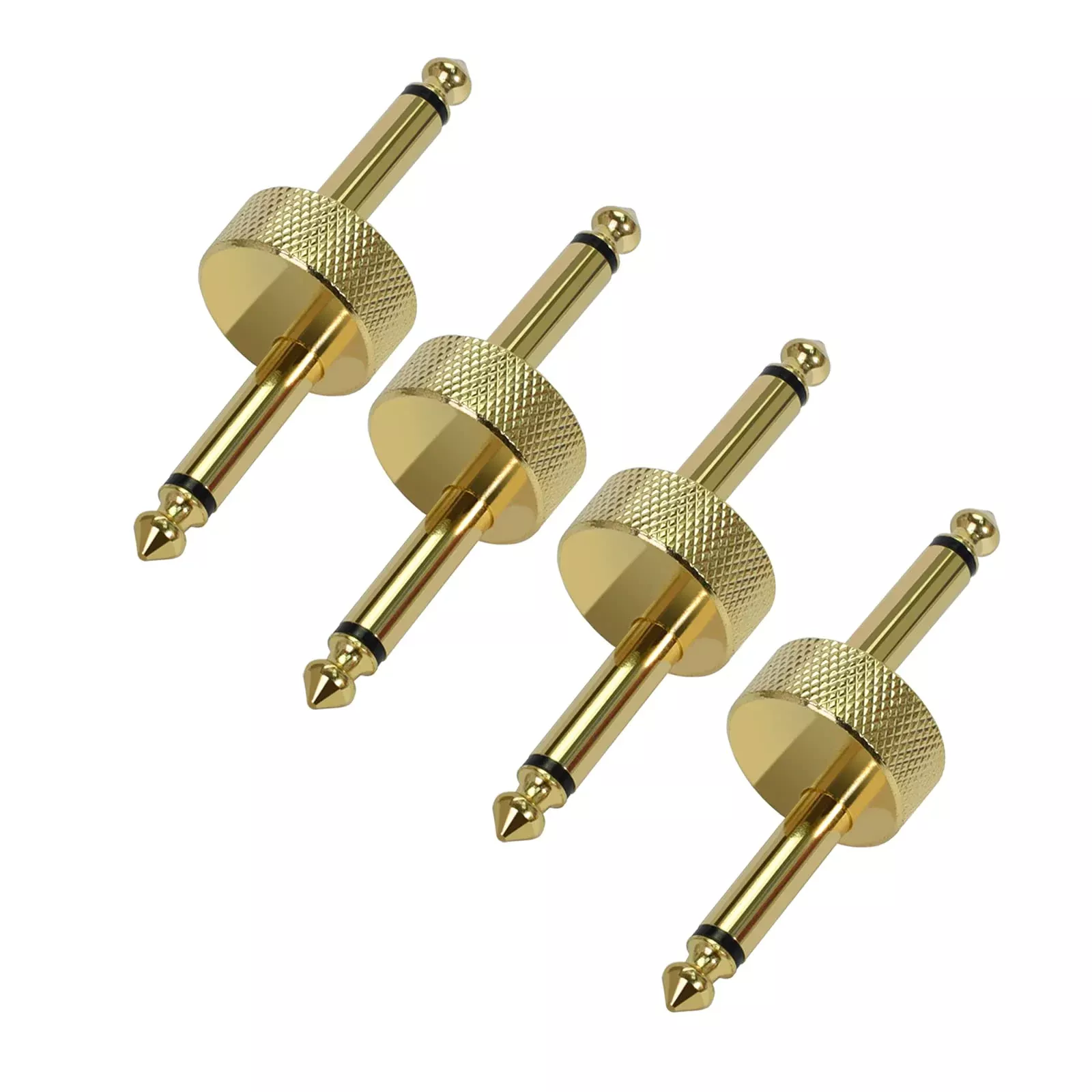 Amuzik Guitar Pedal Connectors 4 Pack 6.3mm Z Type Pedals Coupler 1/4 Inch Connector Plug Adapter for Saving Effect Pedalboard S