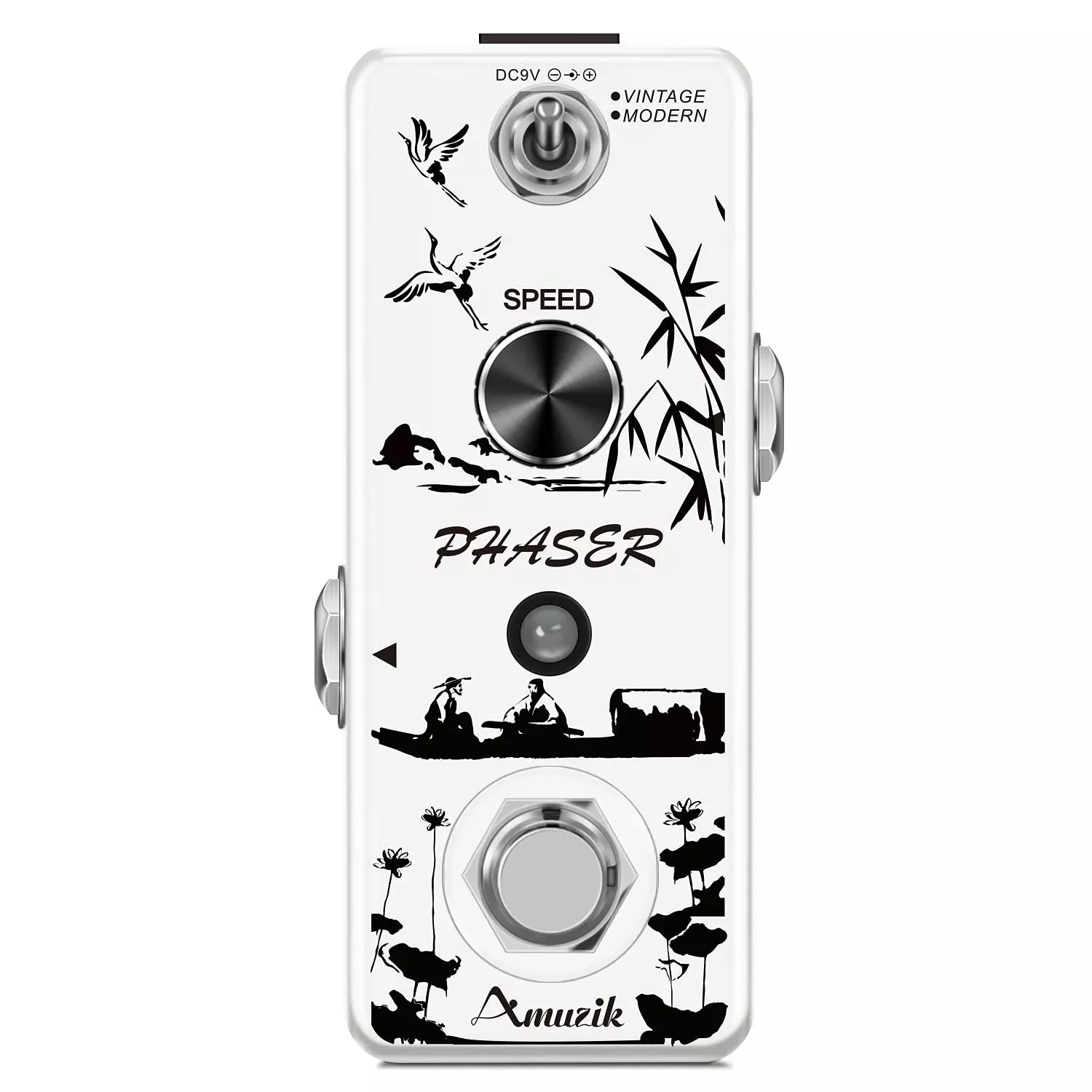 Amuzik Guitar Phaser Pedal Analog Phase Effect Pedal For Electric Guitar Vintage & Modern Modes With Mini Size True Bypass, AK-3