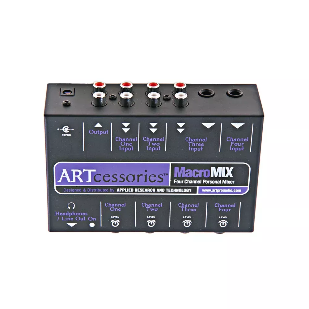 ART ProAudio MACROMIX ART - MINI MIXER - ART MACROMIX 4-Channel Miniature Personal Line Mixer w/Dual RCA And 14 Inputs
