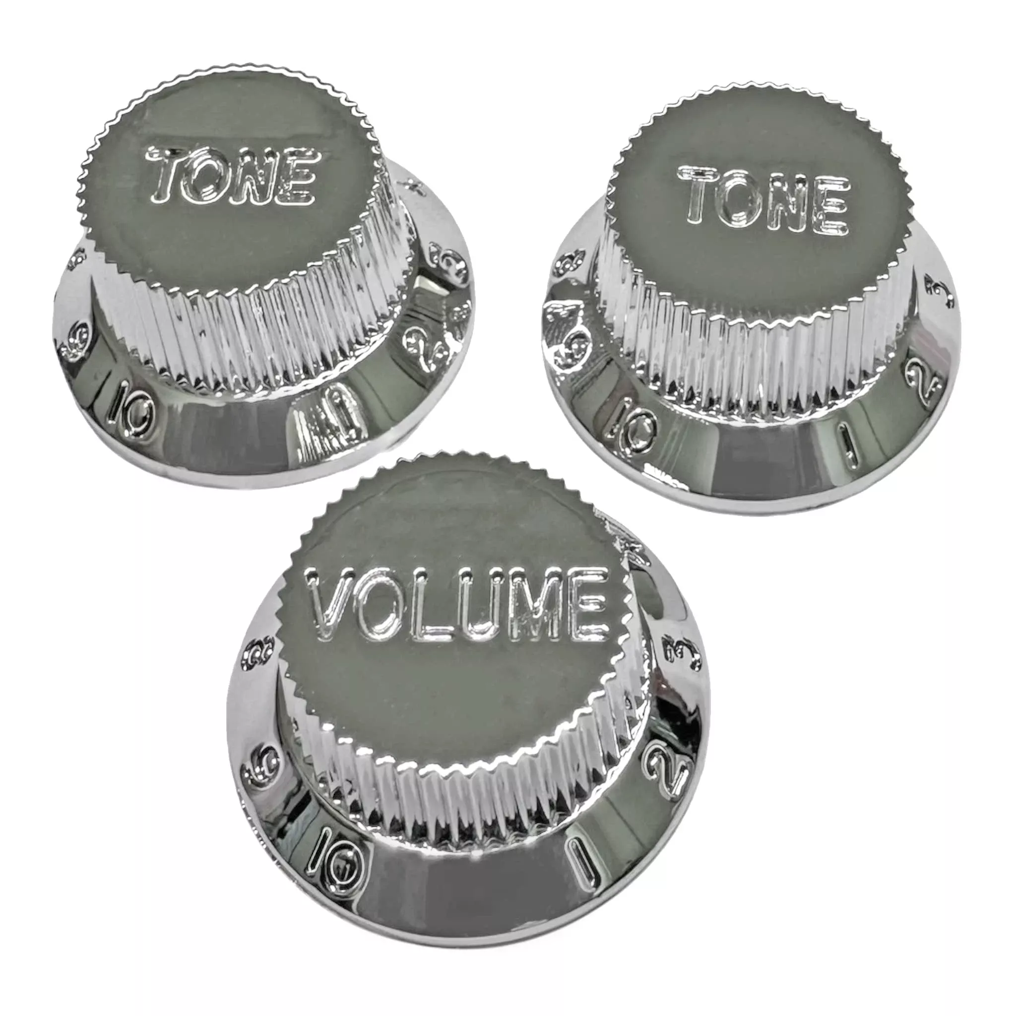 AXLABS Hardware Strat-Style Knob Kit (3) - Chrome