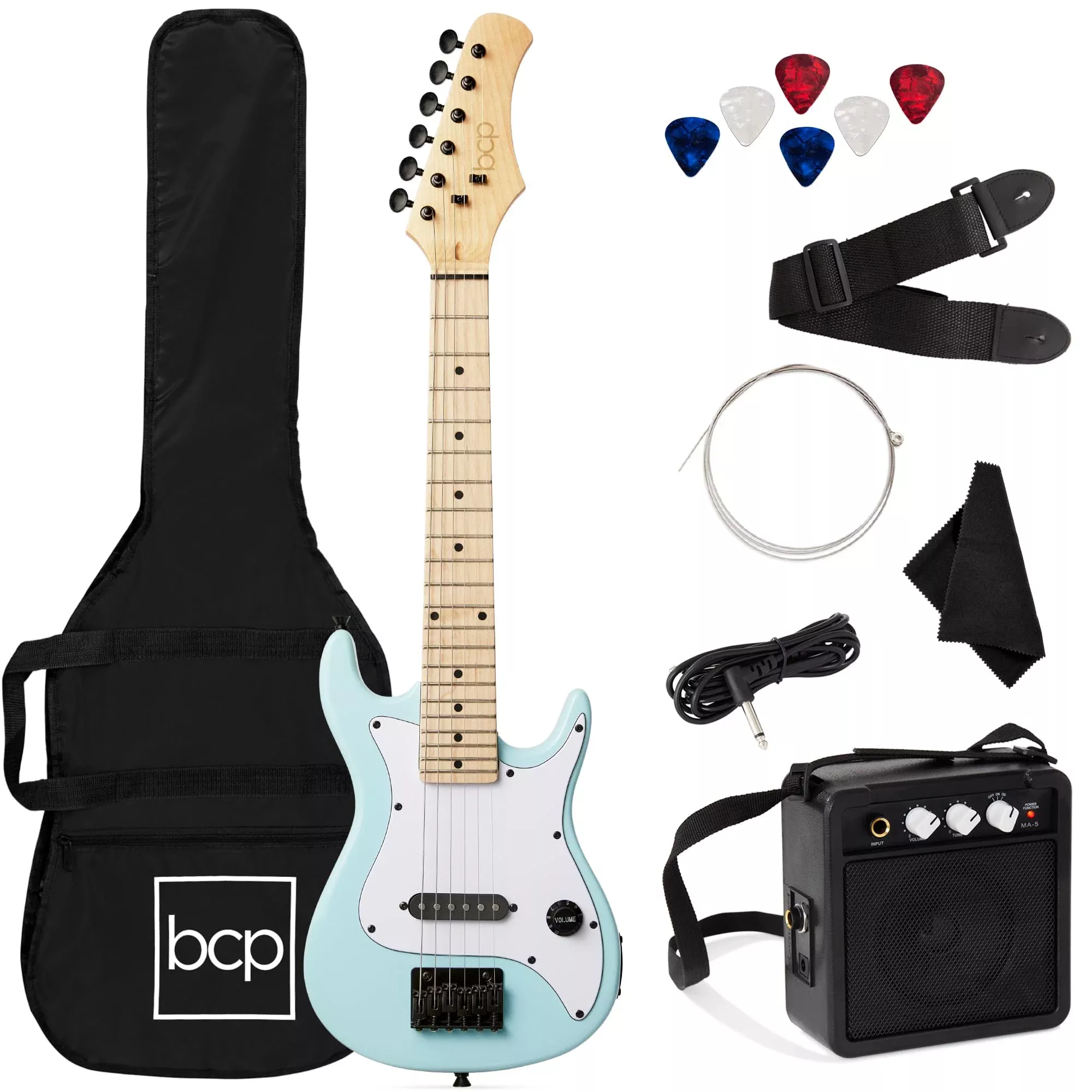 Best Choice Products 30in Kids Electric Guitar Beginner Starter Kit w/ 5W Amplifier, Strap, Gig Bag, Strings, Picks - Sunburst