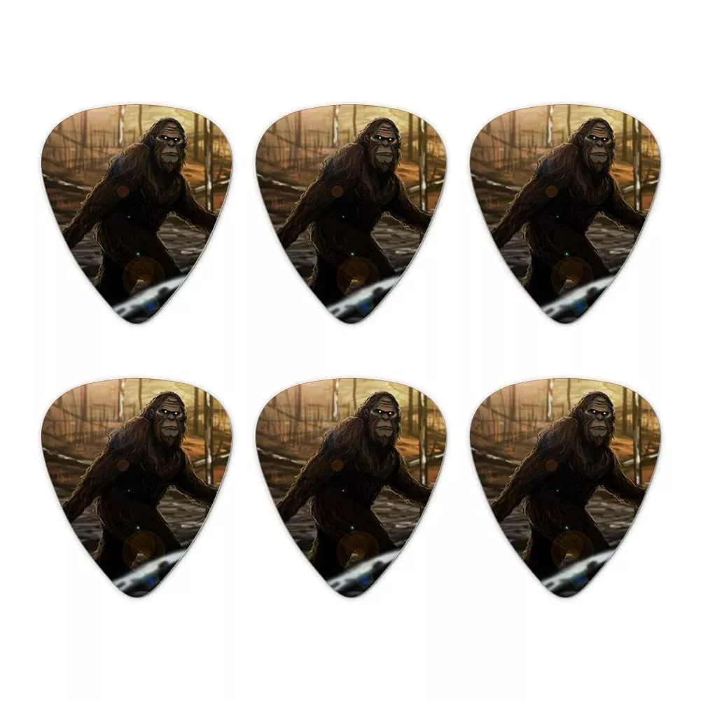 Bigfoot Sasquatch Walking in the Woods Novelty Guitar Picks Medium Gauge - Set of 6