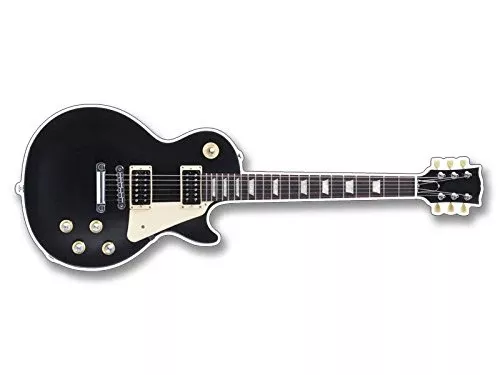 Black LES Style Guitar Shaped Sticker (guitarist electric band paul rock vinyl decal for case, car window or laptop)