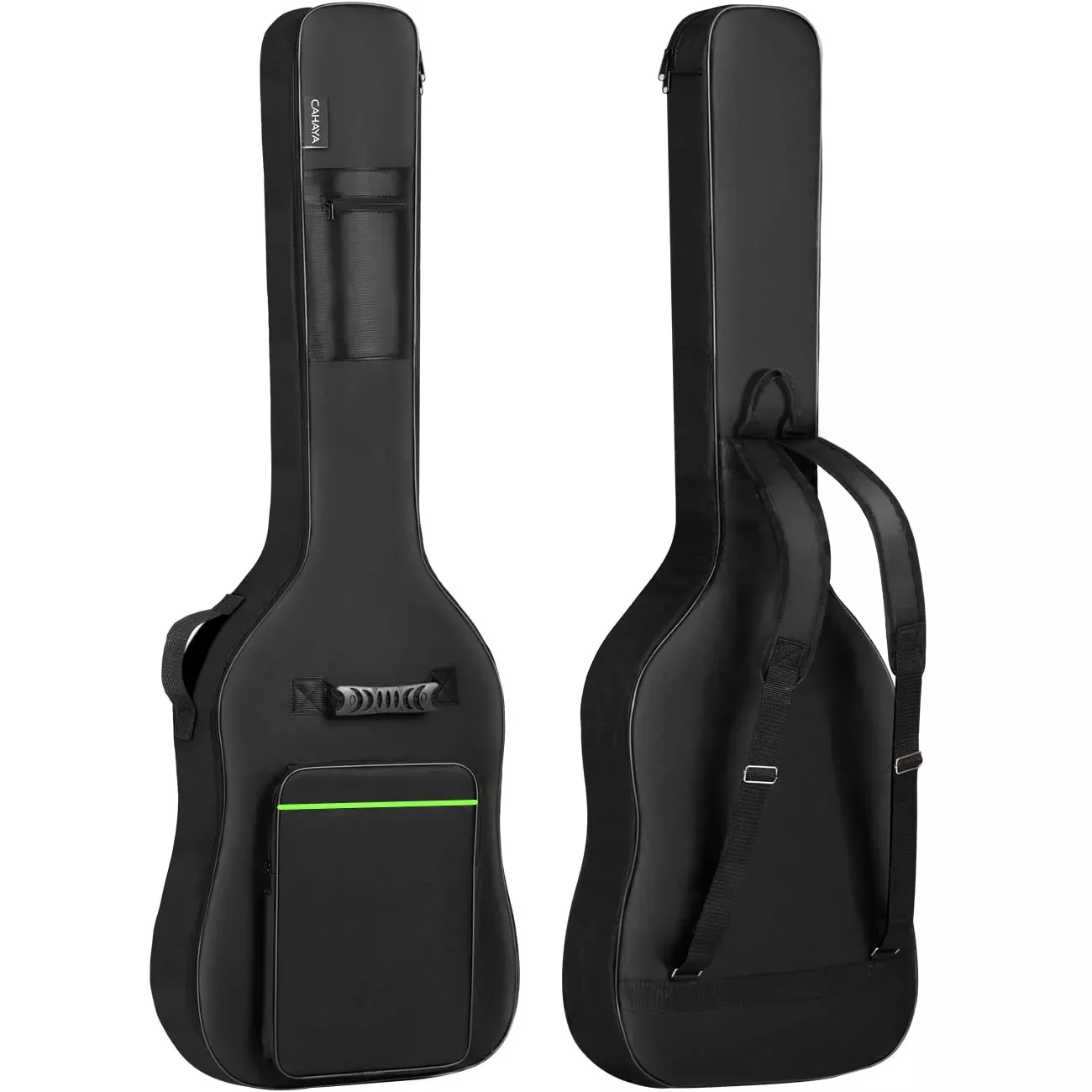 CAHAYA Bass Guitar Bag Gig Bag 0.3in Padding Black Padded Backpack Soft Electric Bass Case Green CY0292