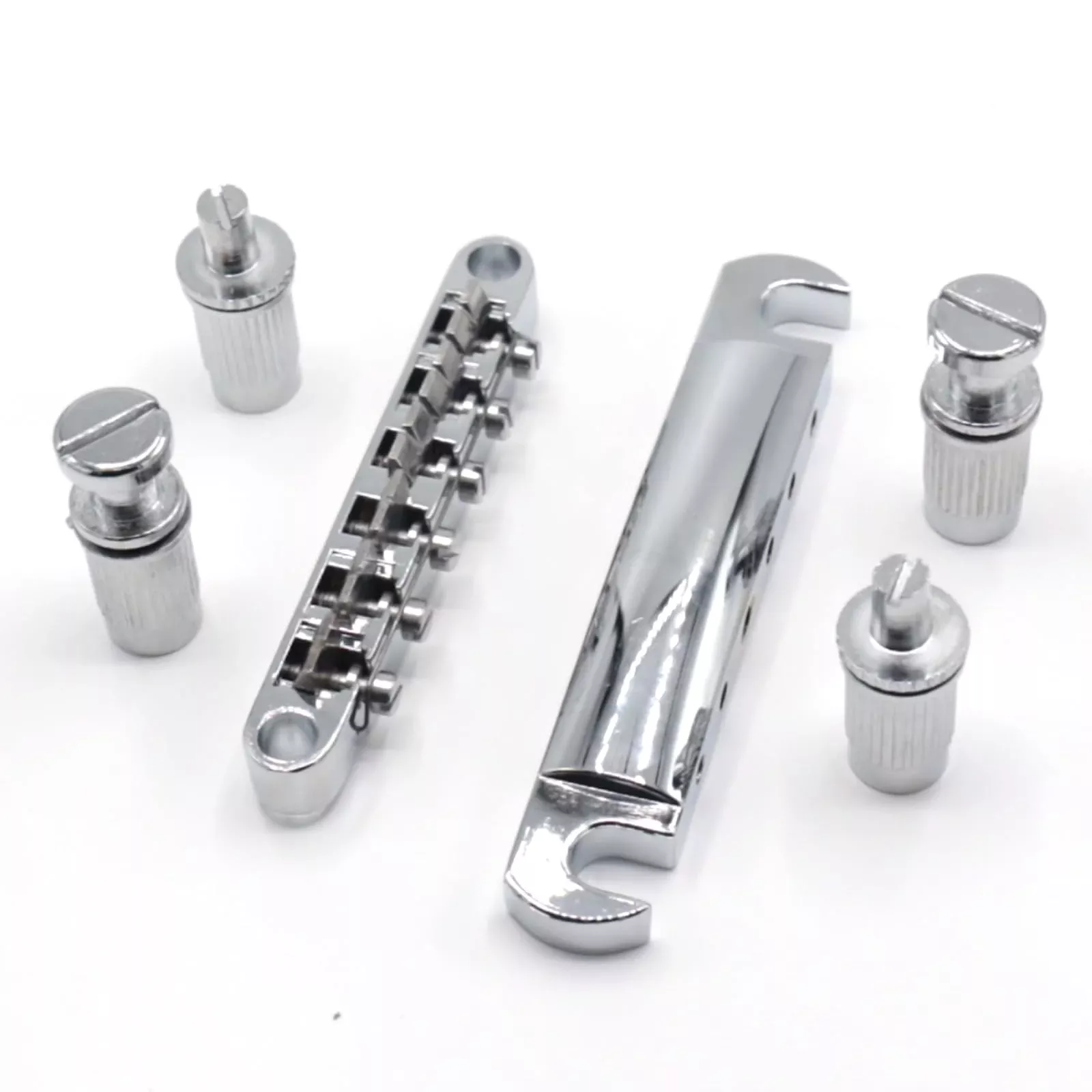 Cheerock 1 Set Silver Metal Tune-O-Matic Electric Guitar Bridge and Tailpiece for Enhanced String Stability, Replacement Electri
