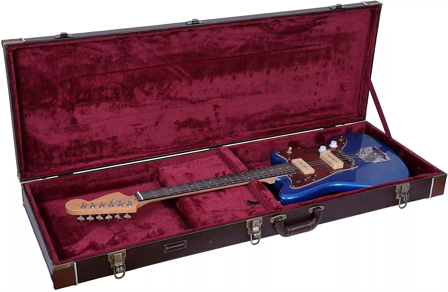 Crossrock Hardshell Wood Case for Jazzmaster/Jaguar Style Electric Guitars-Brown(CRW600JMBR)