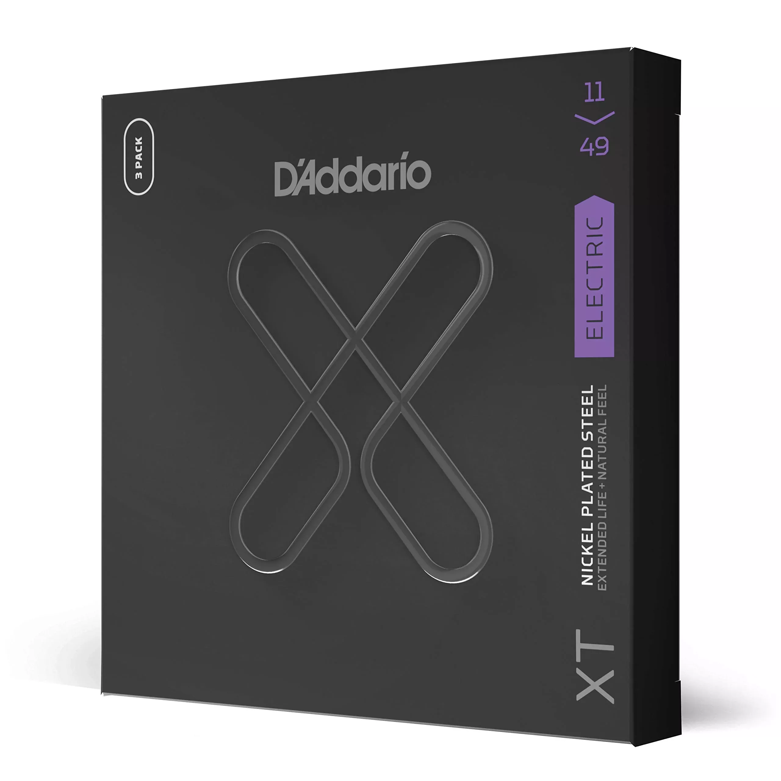 D'Addario Electric Guitar Strings, XT Nickel Coated, XTE1149-3P, Medium Gauge 11-49, 6-String Set, Pack of 3