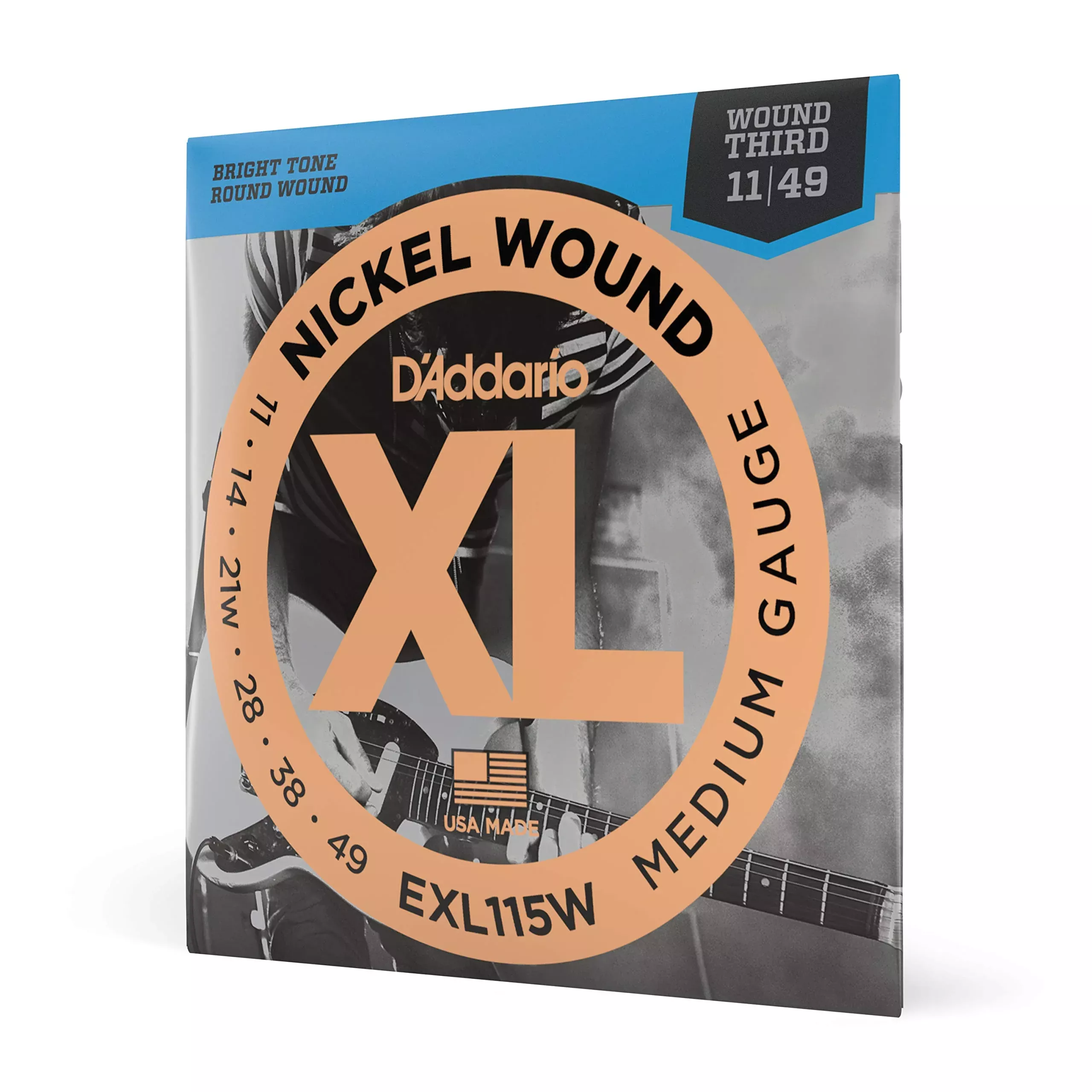 D'Addario Guitar Strings - XL Nickel Electric Guitar Strings - EXL115W - Perfect Intonation, Consistent Feel, Reliable Durabilit