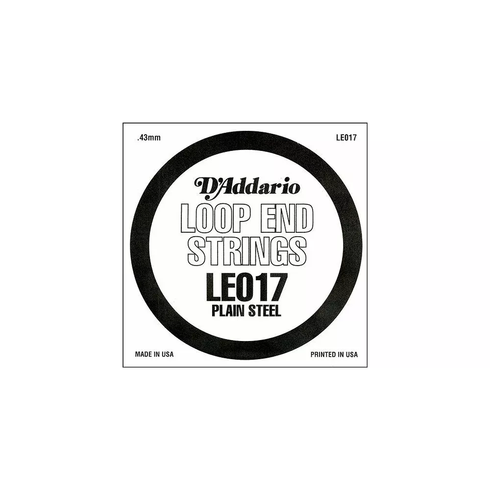 D'Addario LE017 Plain Steel Loop End Single String, .017
