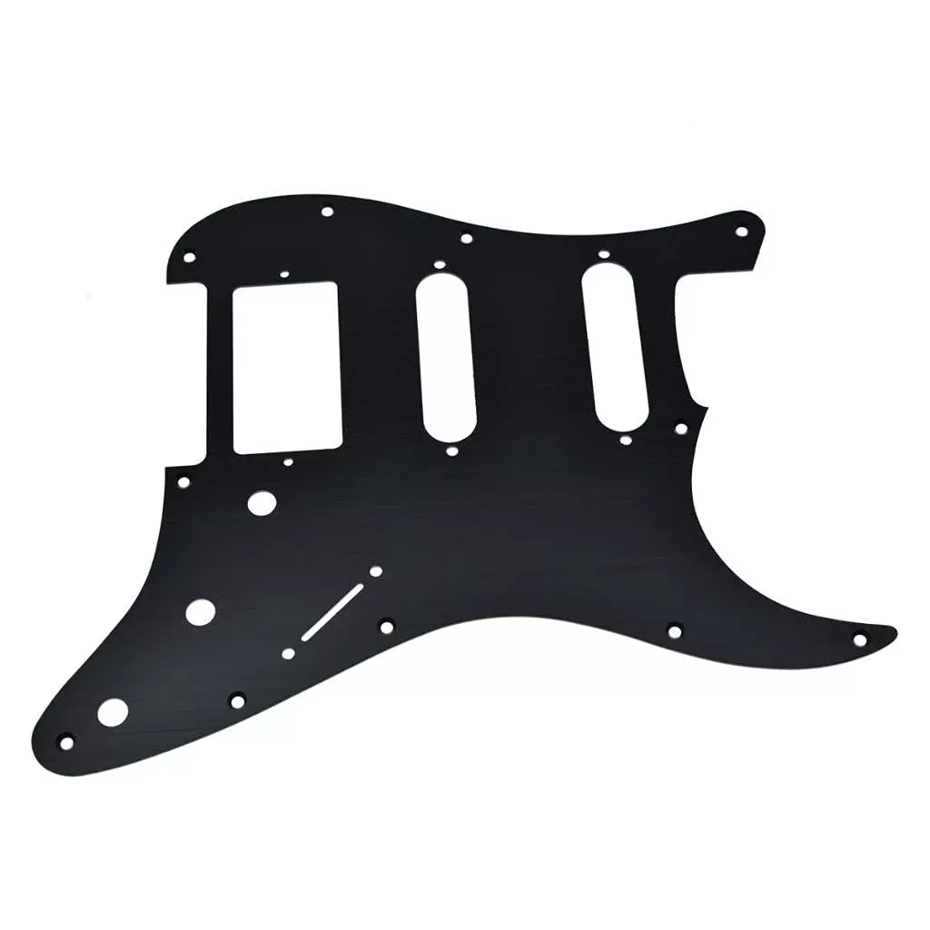 Dopro 11-Hole Aluminum Anodized Modern Style Strat HSS Guitar Pickguard Scratch Plate Fits American/Mexican FD Black