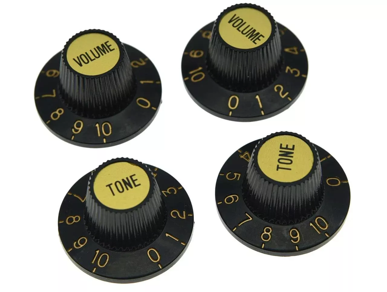 Dopro 4pcs Black with Gold Cap LP Metric Guitar Witch Hat Knobs Top Hat Knobs for SG Epi Les Paul