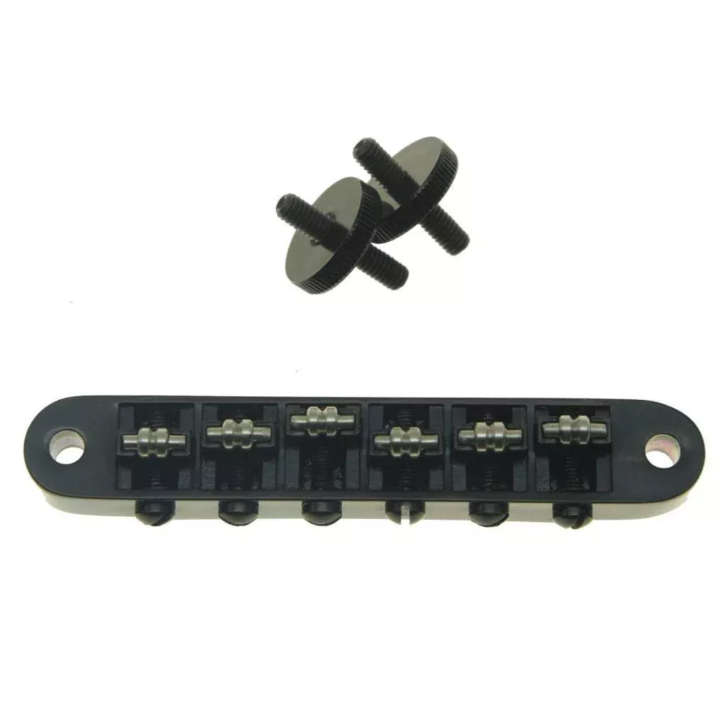 Dopro Black Guitar Roller Saddle Bridge Tune-O-Matic Bridge For USA Les Paul,SG,ES Dot,Gretsch Bigsby T-O-M with M4 Posts