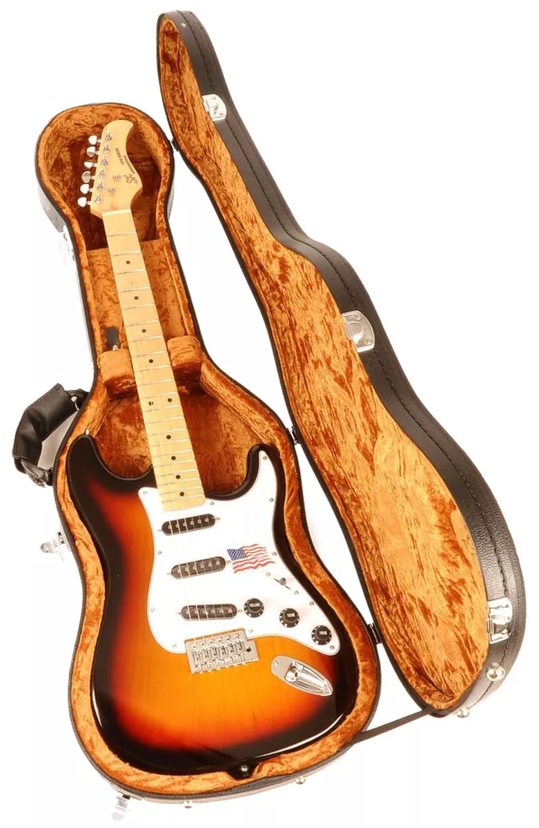 Douglas EGC-450 ST BK/Gold Guitar Case for Fender Stratocaster Telecaster Rickenbacker Epiphone Coronet Wilshire & Similar Model