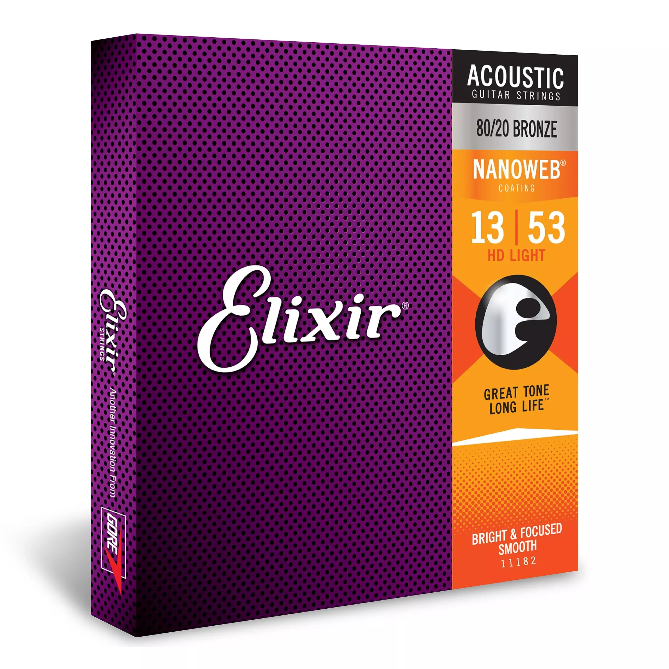 Elixir Strings, Acoustic Guitar Strings, 80/20 Bronze with NANOWEB Coating, Longest-Lasting Bright and Focused Tone with Comfort