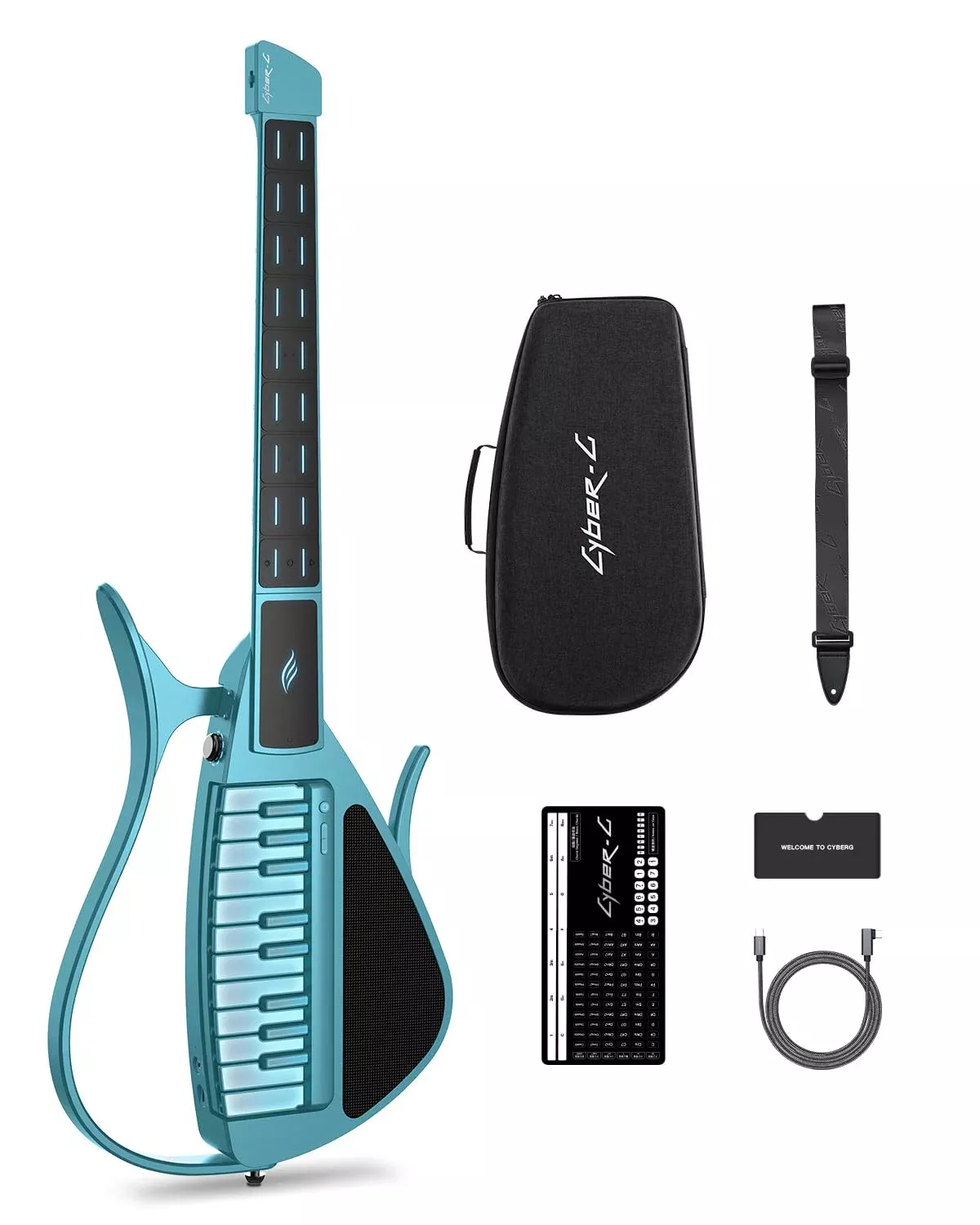 Enya CYBER-G Stringless Smart Guitar, Foldable Travel Backing Guitarra, Built-in Drum Machine & Bassline, 20 instrument Sounds f
