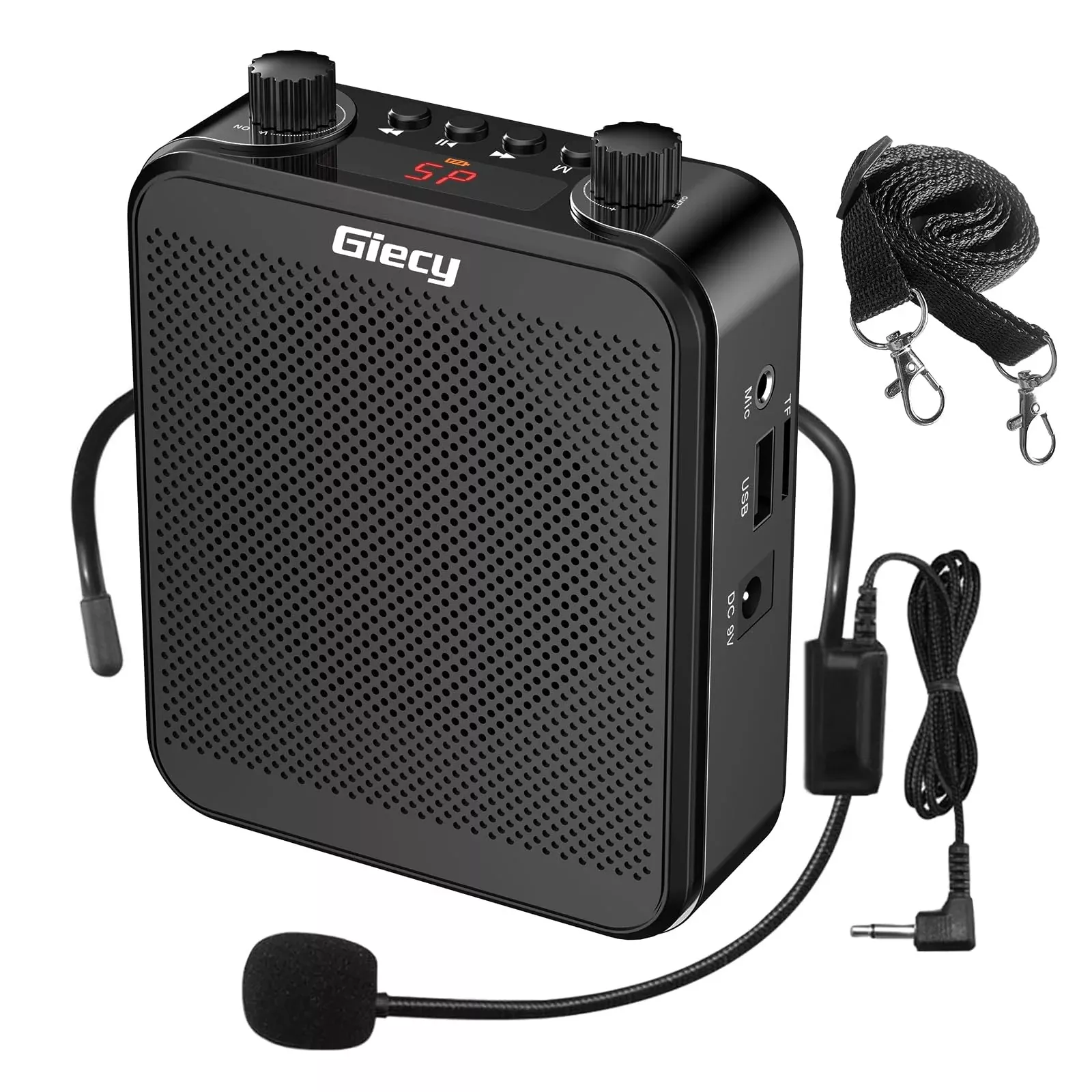 Giecy Portable Voice Amplifier, 30W 2800mAh Bluetooth Rechargeable Personal Voice Amplifier with Microphone Headset, Power Ampli