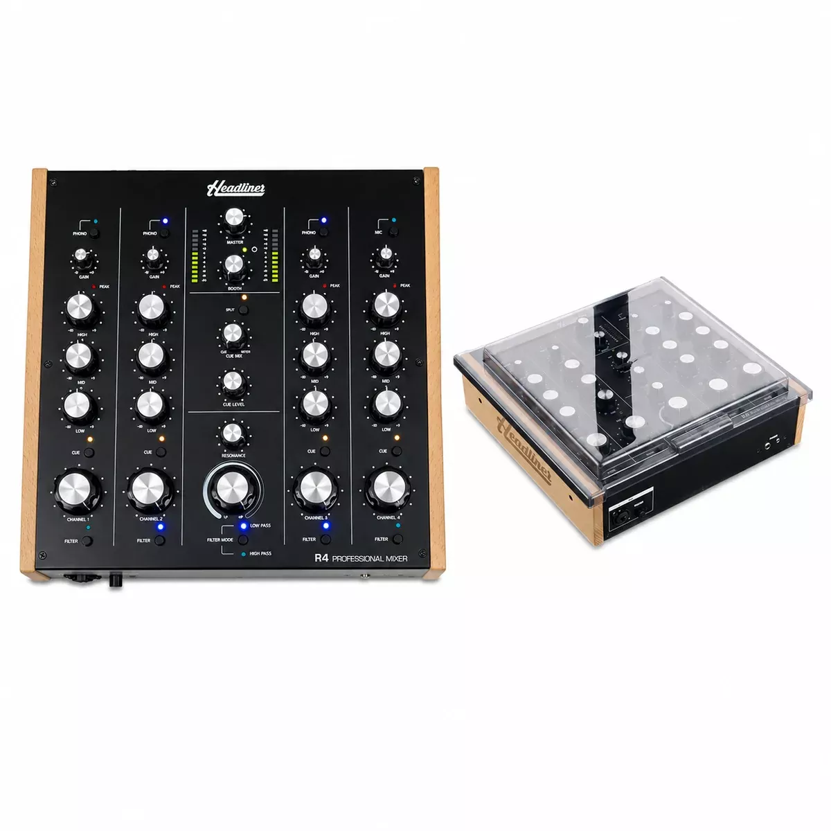Headliner R4 Professional 4-Channel Rotary DJ Mixer + Decksaver Headliner Cover