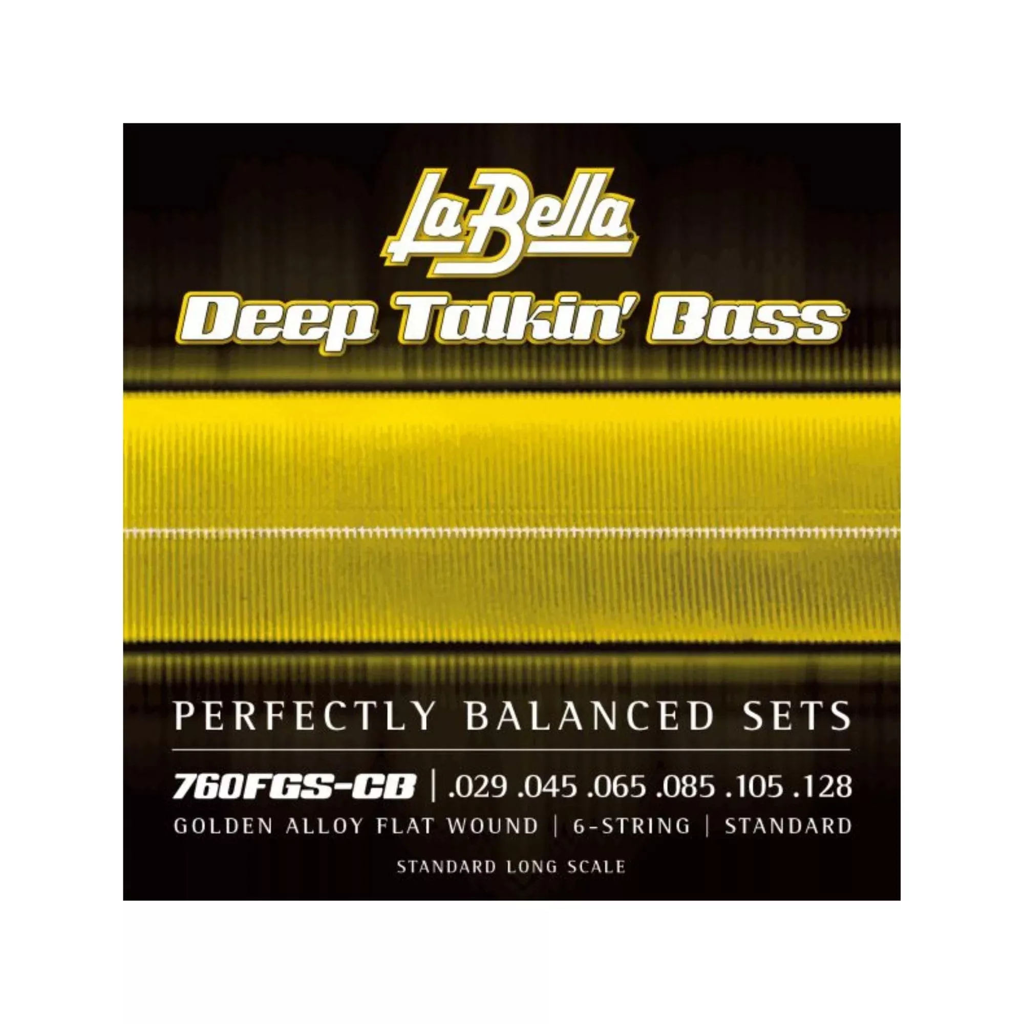 La Bella 760FGS-CB Golden Alloy Flat Wound Standard Long Scale Bass Guitar String 29-128