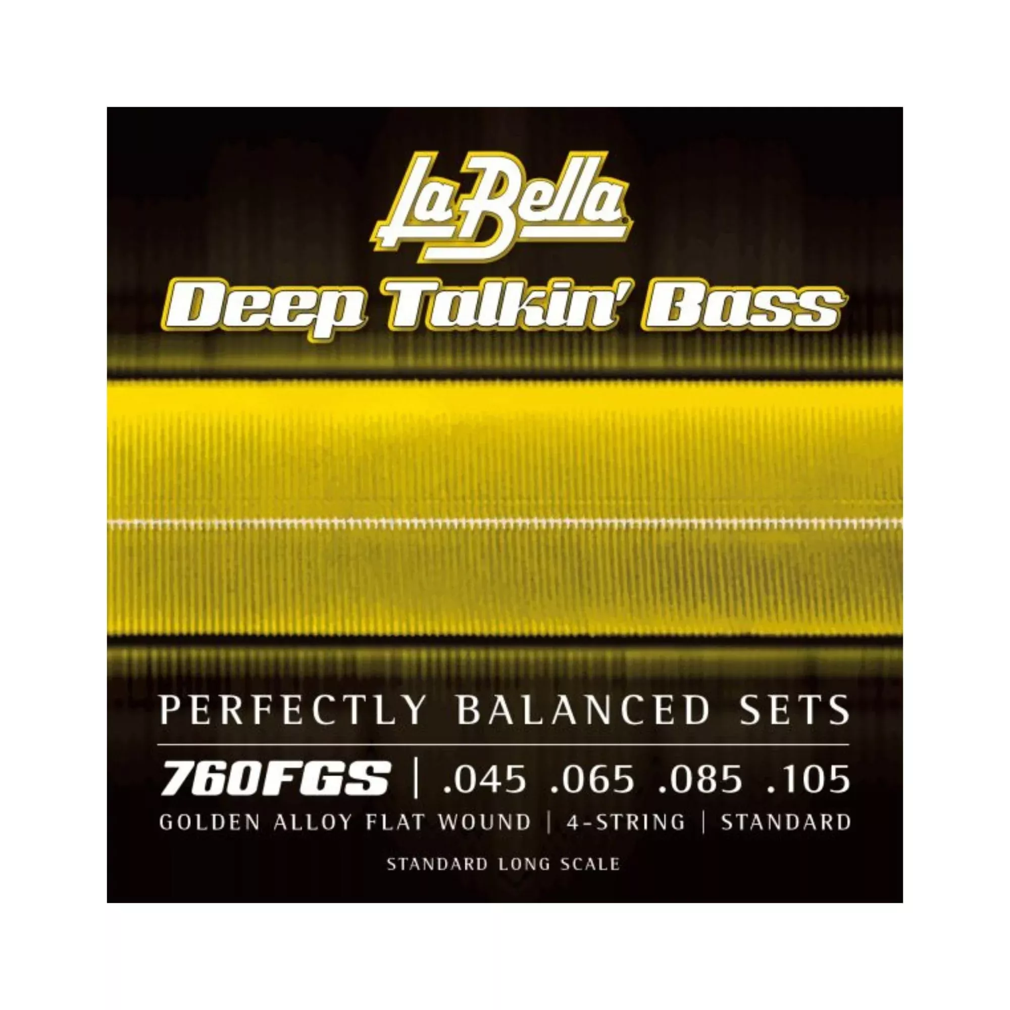 La Bella 760FGS Deep Talkin' Bass Golden Alloy Flat Wound 4- String Standard Long Scale 45-105