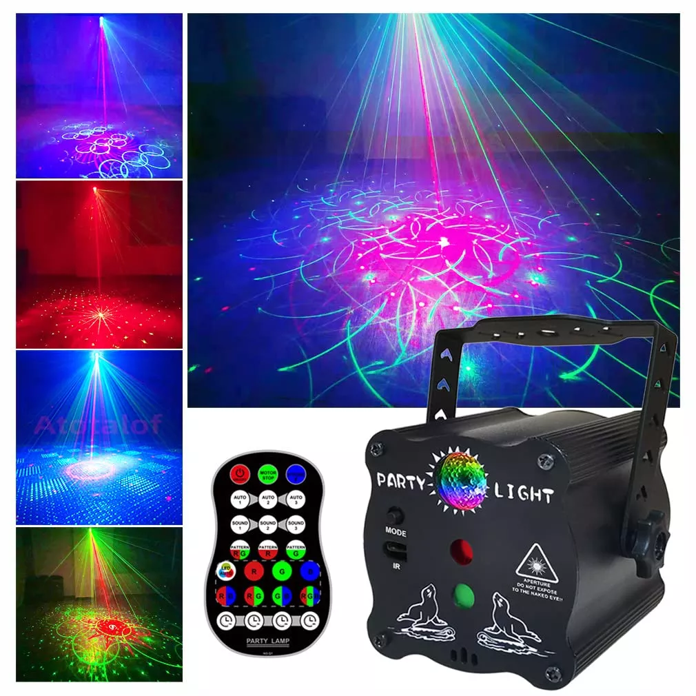 Laser Lights for Party - Laser Light Show Projector for Christmas Halloween, Disco Ball DJ Lights, Sound Activated Strobe Light