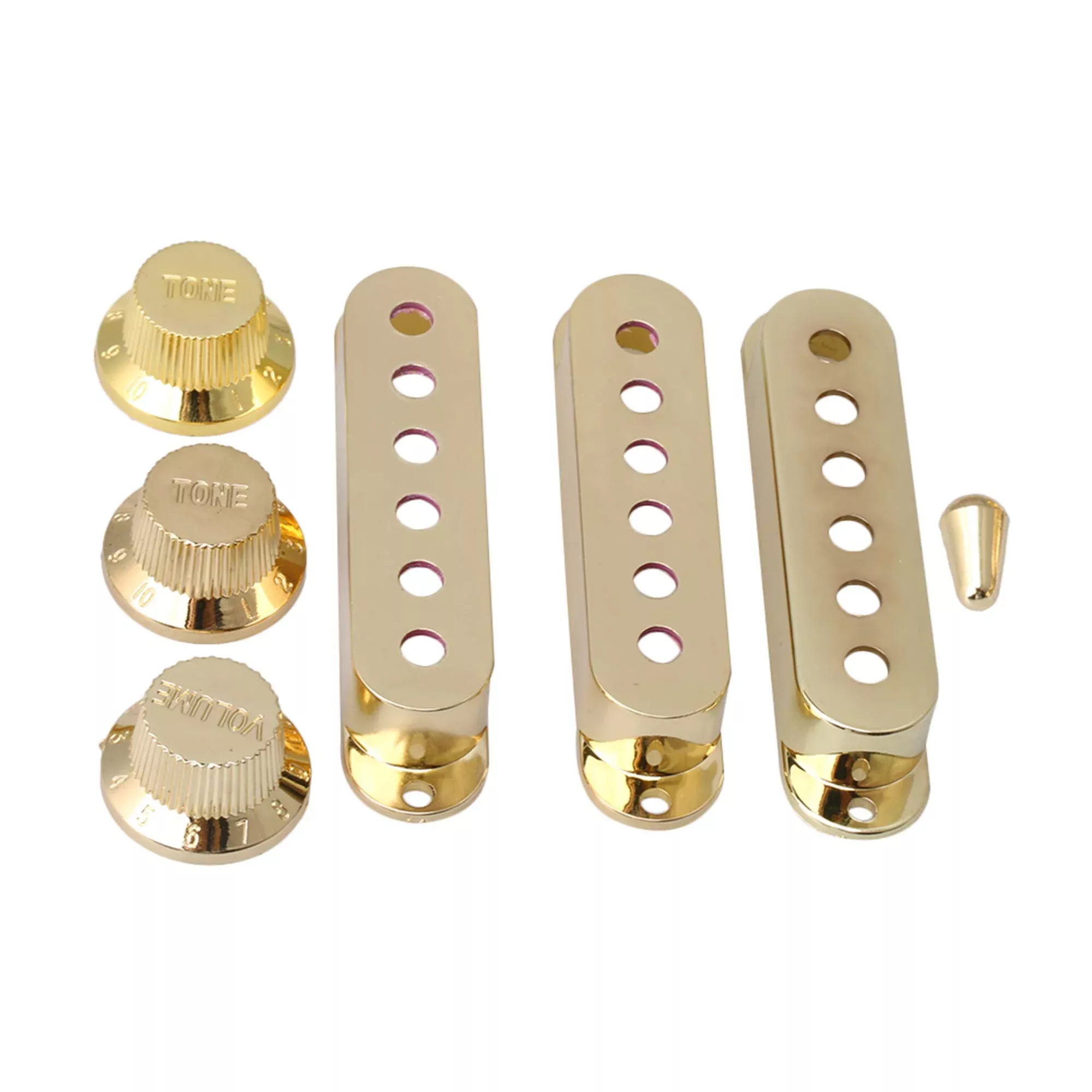 Lovermusic Golden Guitars Single Coil Pickup Cover String Spacing 48/50/52mm & 1V2T Knob Switch for Electric Guitars