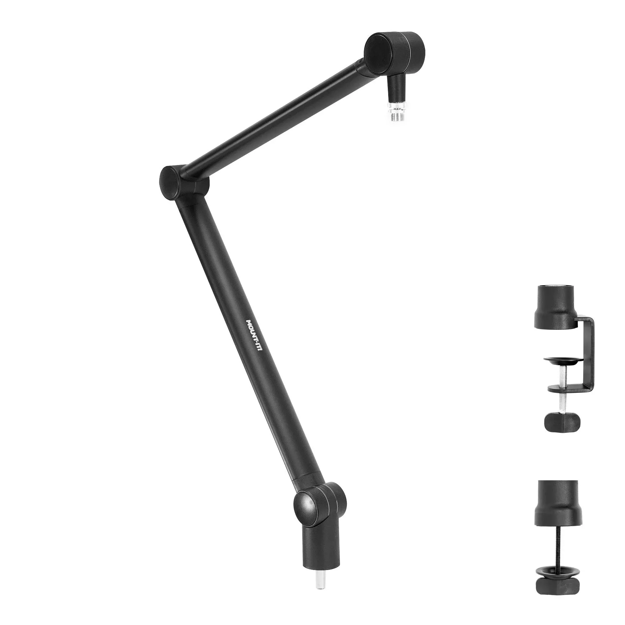 MOUNT-IT! Adjustable Microphone Boom Arm [3/8 to 5/8 Screw Adapter] Suspension Scissor Mic Stand, Desk Mount For Blue Snowball,
