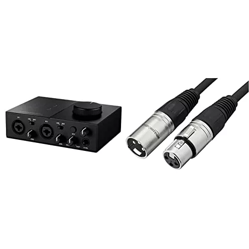 Native Instruments Komplete Audio 2 Two-Channel Audio Interface & Amazon Basics XLR Male to Female Microphone Cable - 10 Feet, Black