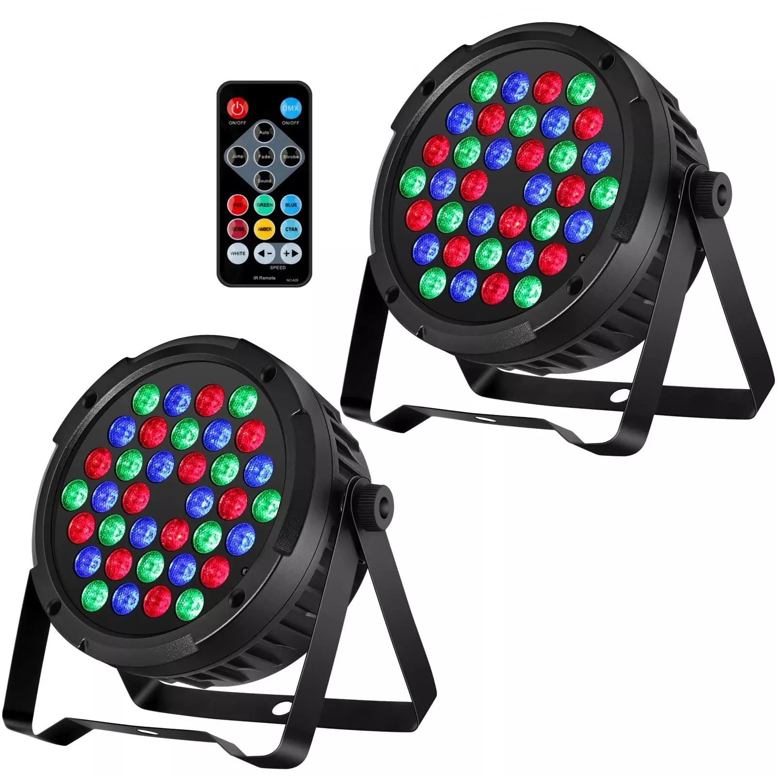 OPPSK LED Stage Par Lights - 36W RGB DJ Par Can Lights 2 Pack Sound Activated with Remote DMX Control Uplights for Events Weddin