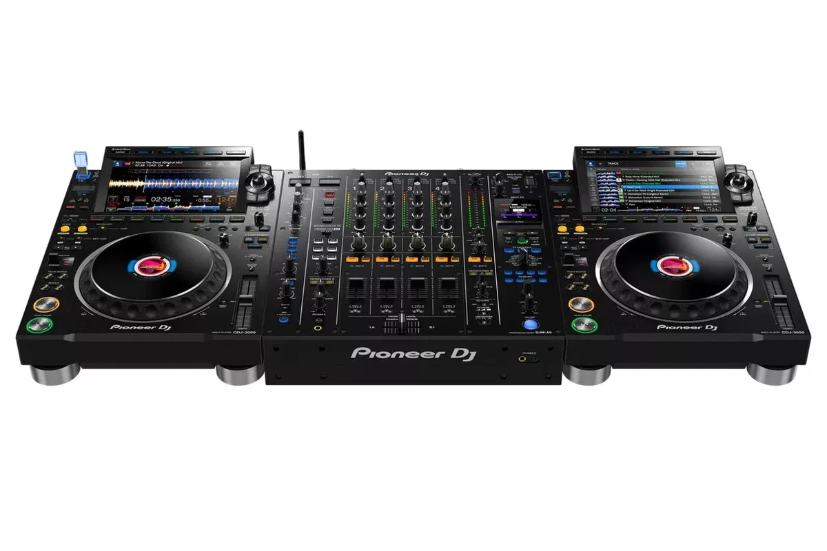 Pioneer DJ CDJ-3000 High-Resolution Pro-DJ Multiplayer (Black) + Pioneer DJ DJM-A9 4-Channel Digital Pro-DJ Mixer with Bluetooth (Black) - Flagship DJ System Bundle